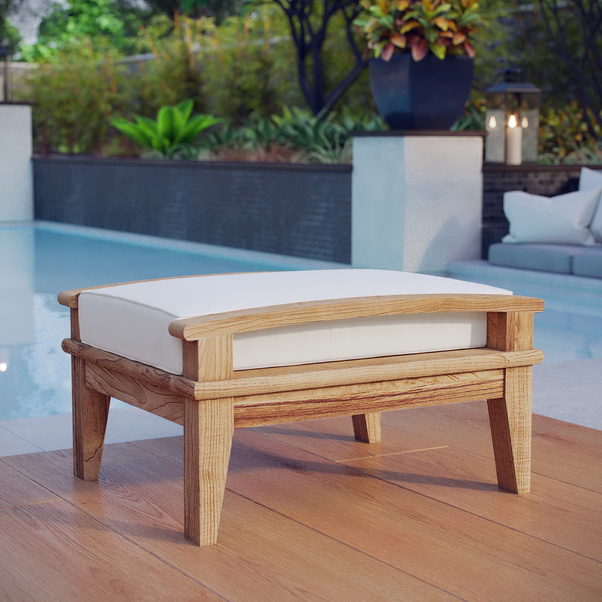 Melba Outdoor Teak Ottoman