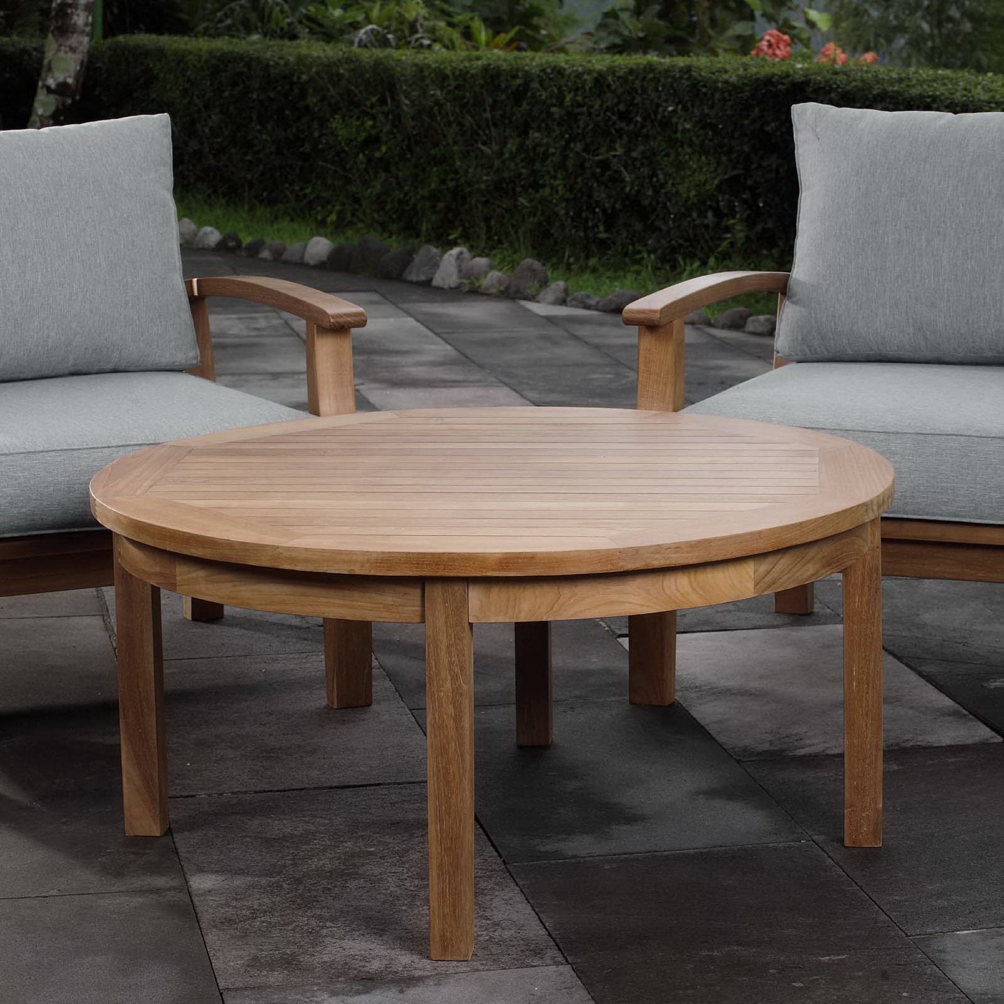 Melba Outdoor Teak Round Coffee Table