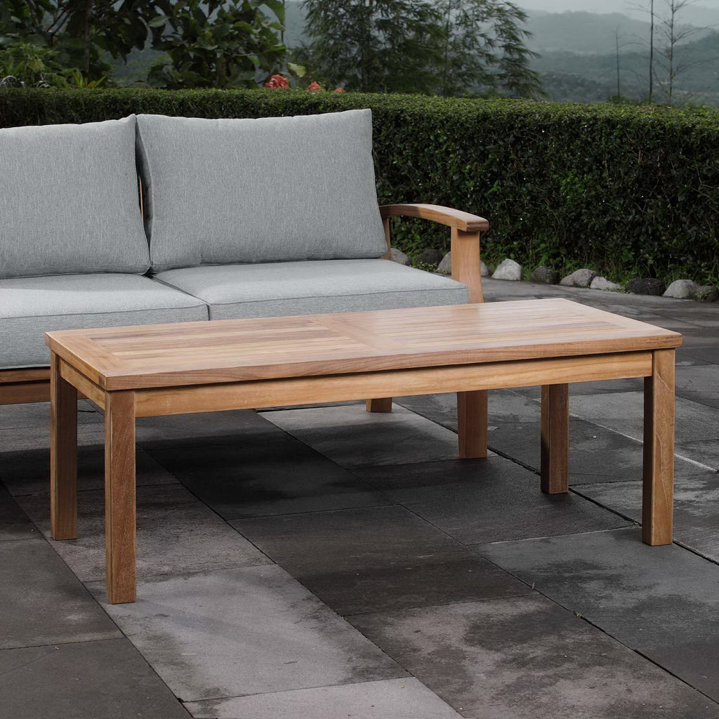 Melba Outdoor Teak Rectangle Coffee Table