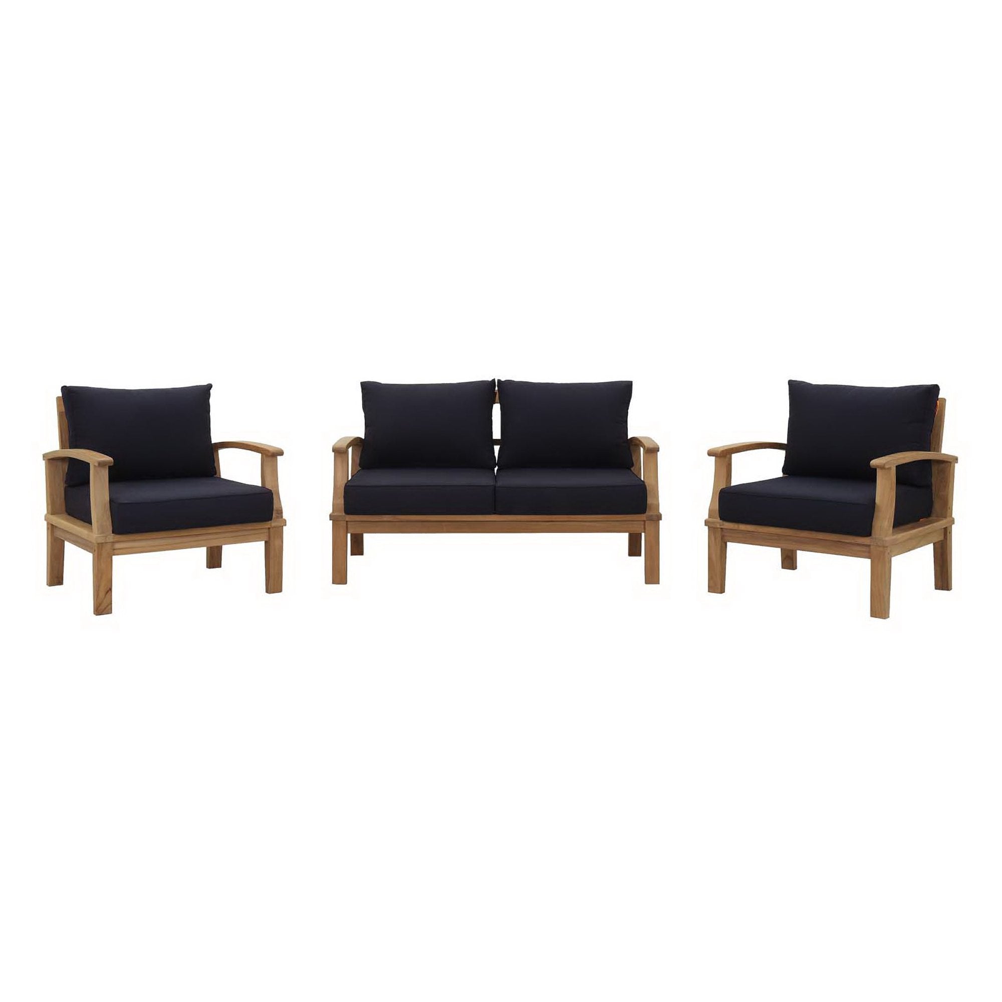 Melba 3 Piece Outdoor Teak Set- 2 Chairs and Loveseat