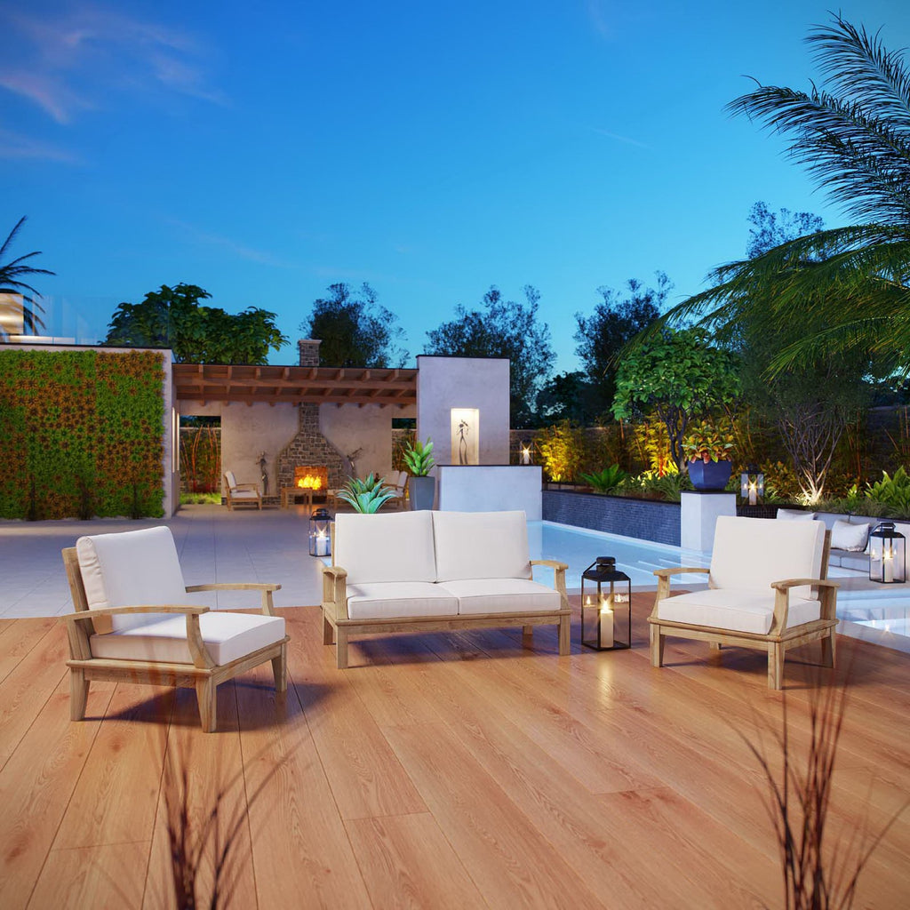 Melba 3 Piece Outdoor Teak Set- 2 Chairs and Loveseat