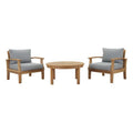 Melba 3 Piece Outdoor Teak Set- 2 Chairs and Round Coffee Table