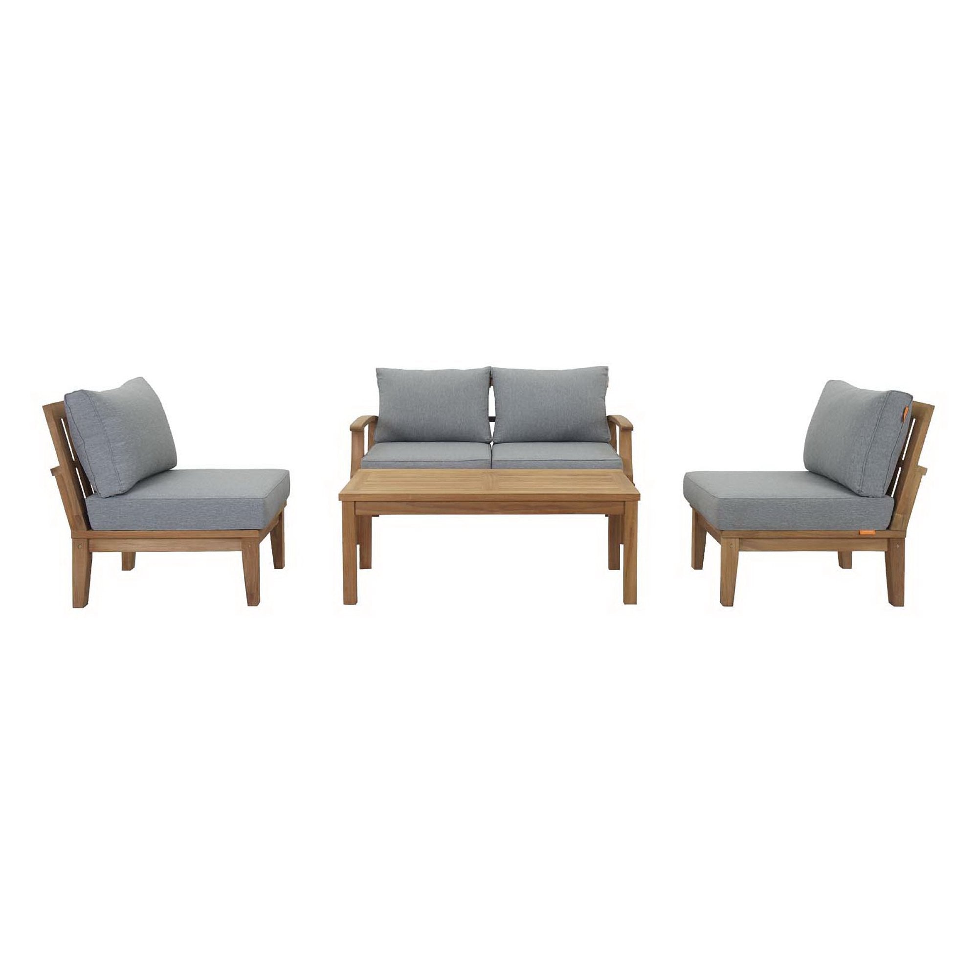 Melba 5 Piece Outdoor Teak Set Loveseat, 2 Chairs and Coffee Table