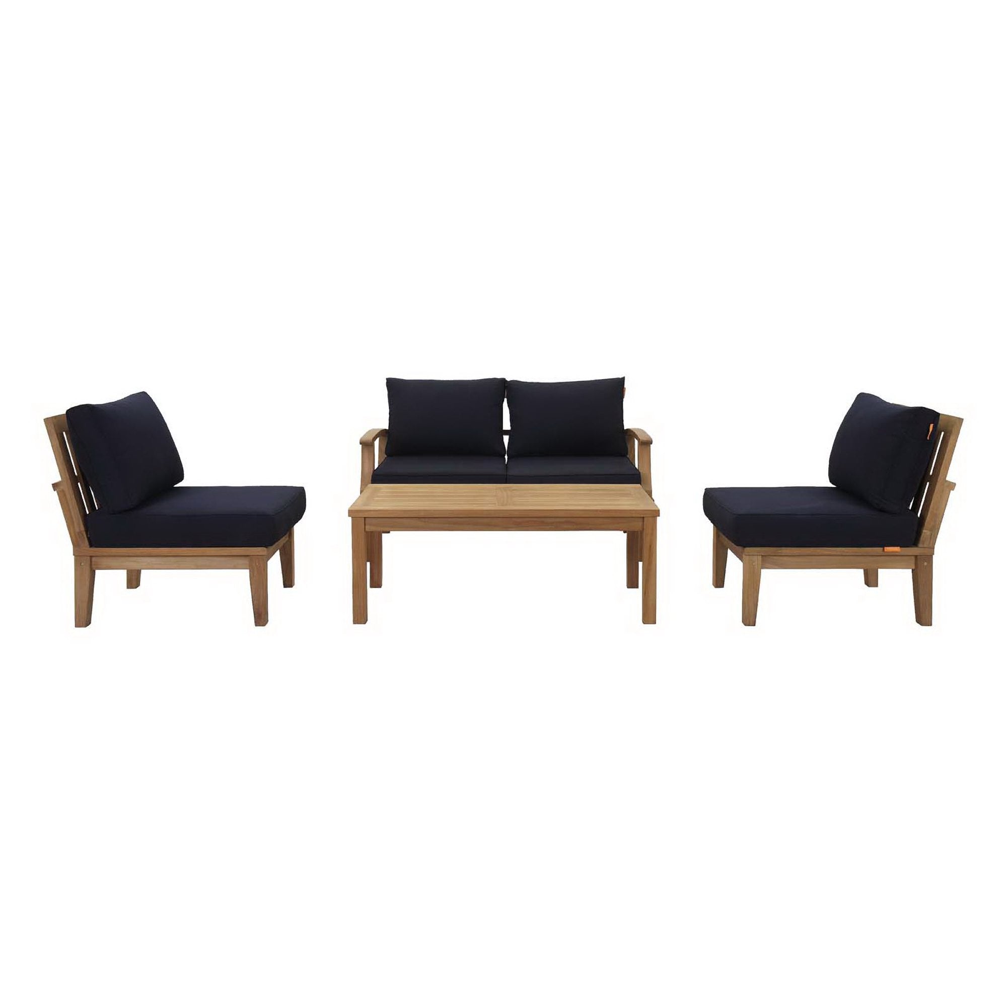 Melba 5 Piece Outdoor Teak Set Loveseat, 2 Chairs and Coffee Table