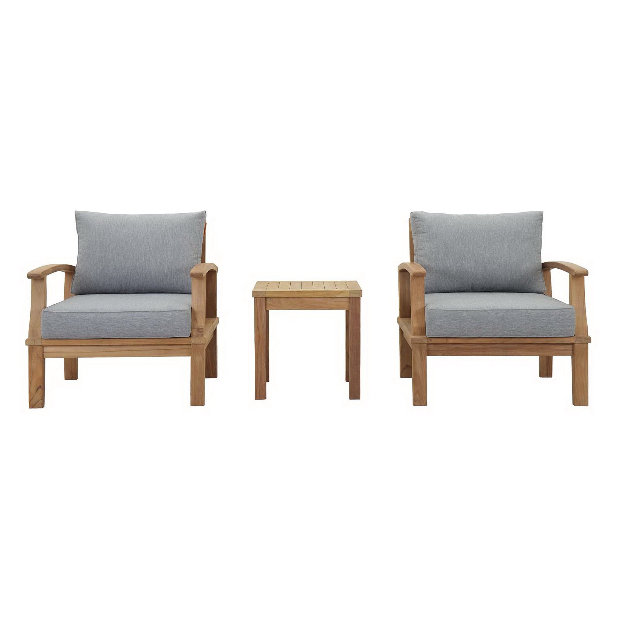 Melba 3 Piece Outdoor Teak Set 2 Chairs and Side Table