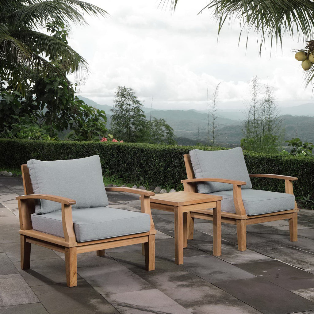 Melba 3 Piece Outdoor Teak Set 2 Chairs and Side Table