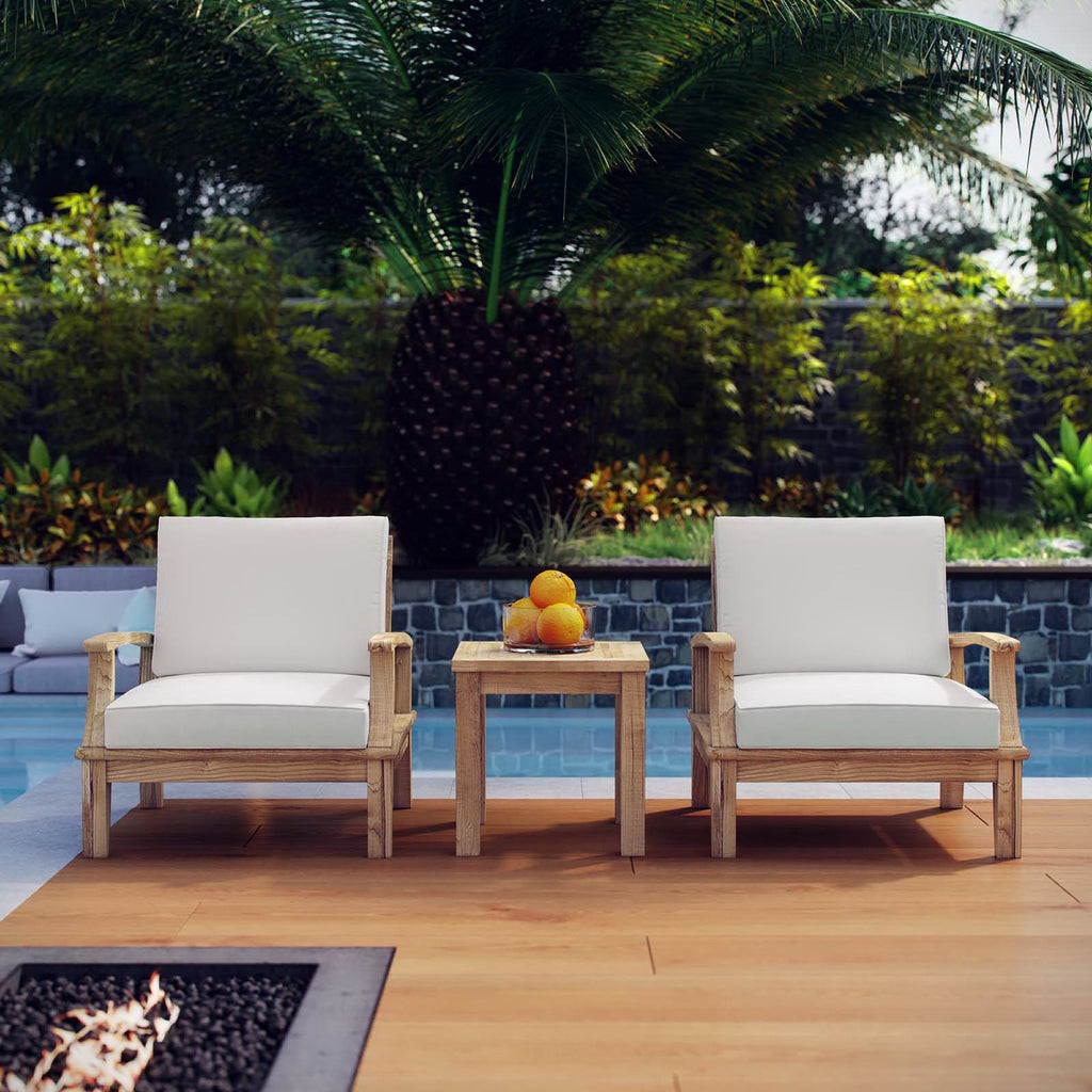 Melba 3 Piece Outdoor Teak Set 2 Chairs and Side Table