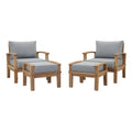 Melba 4 Piece Outdoor Teak Set- 2 Chairs and 2 Ottomans