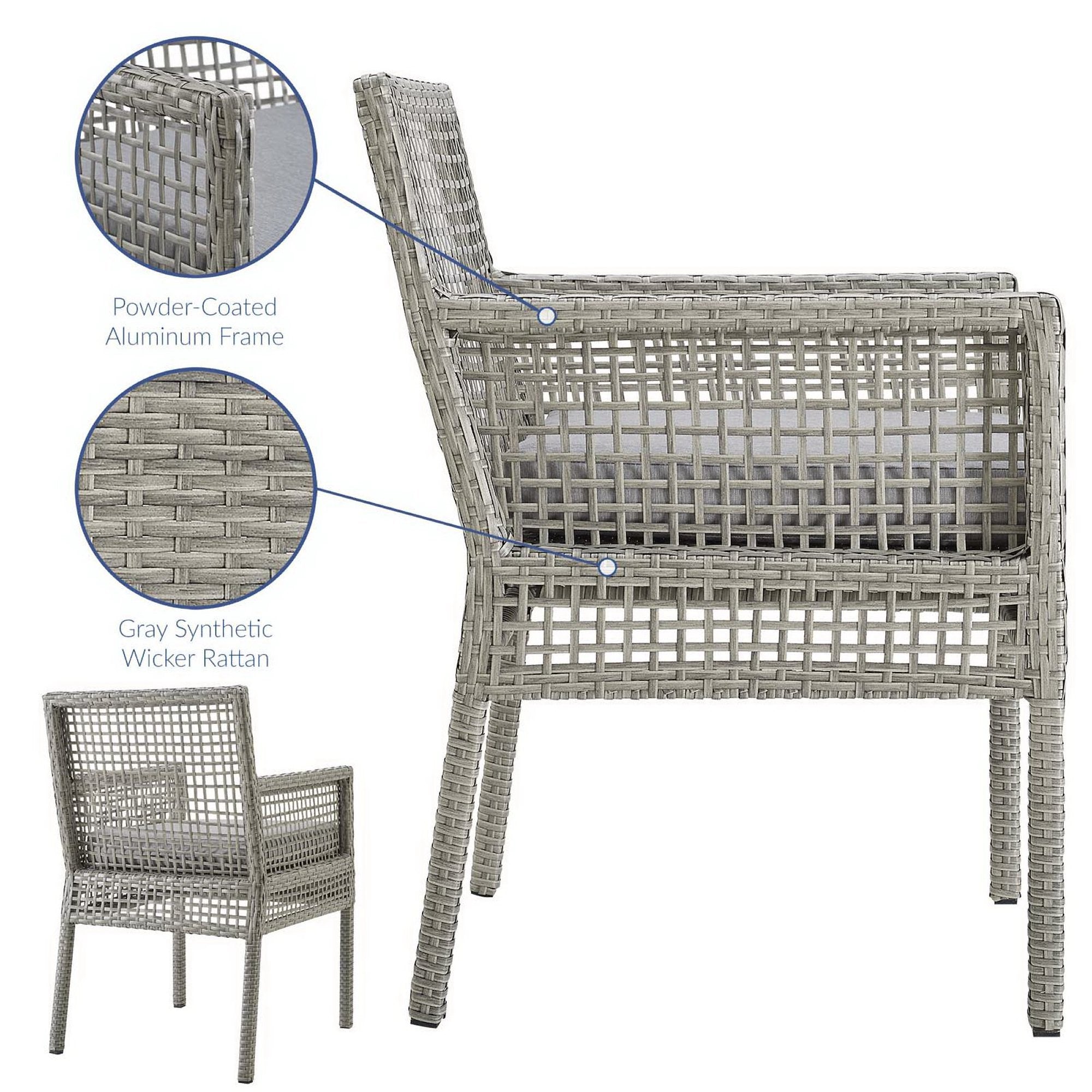 Acres Outdoor Wicker Rattan Dining Armchair