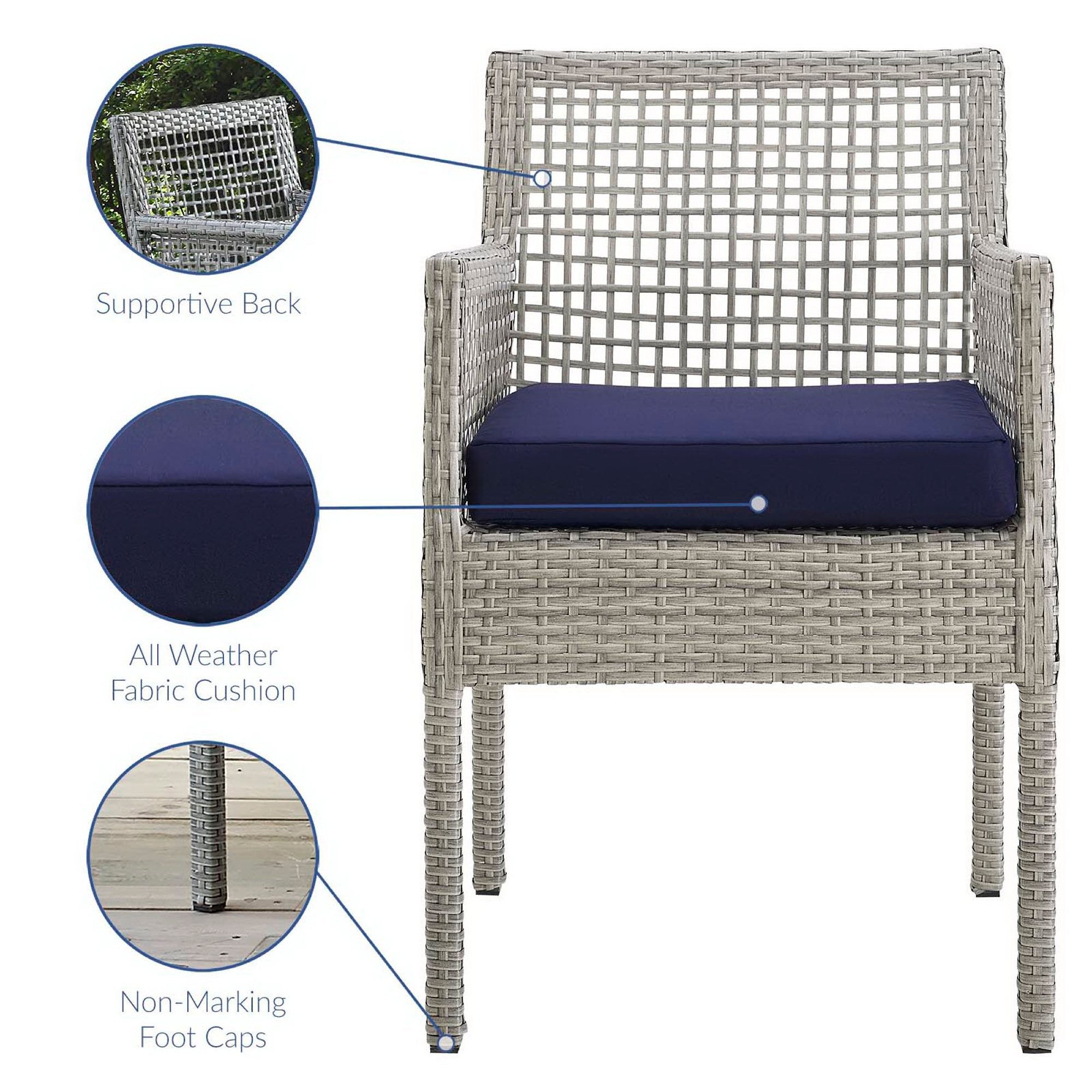 Acres Outdoor Wicker Rattan Dining Armchair