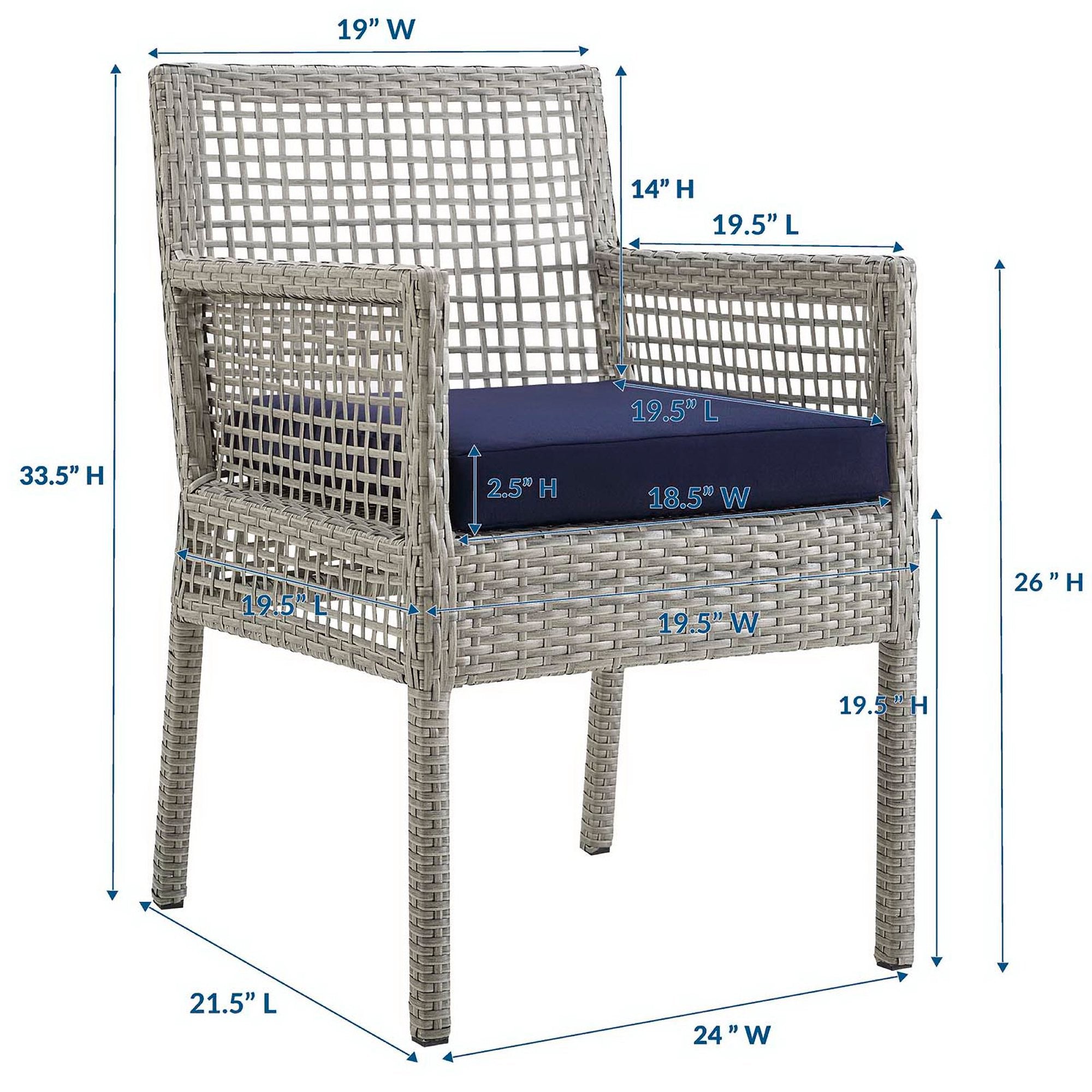 Acres Outdoor Wicker Rattan Dining Armchair