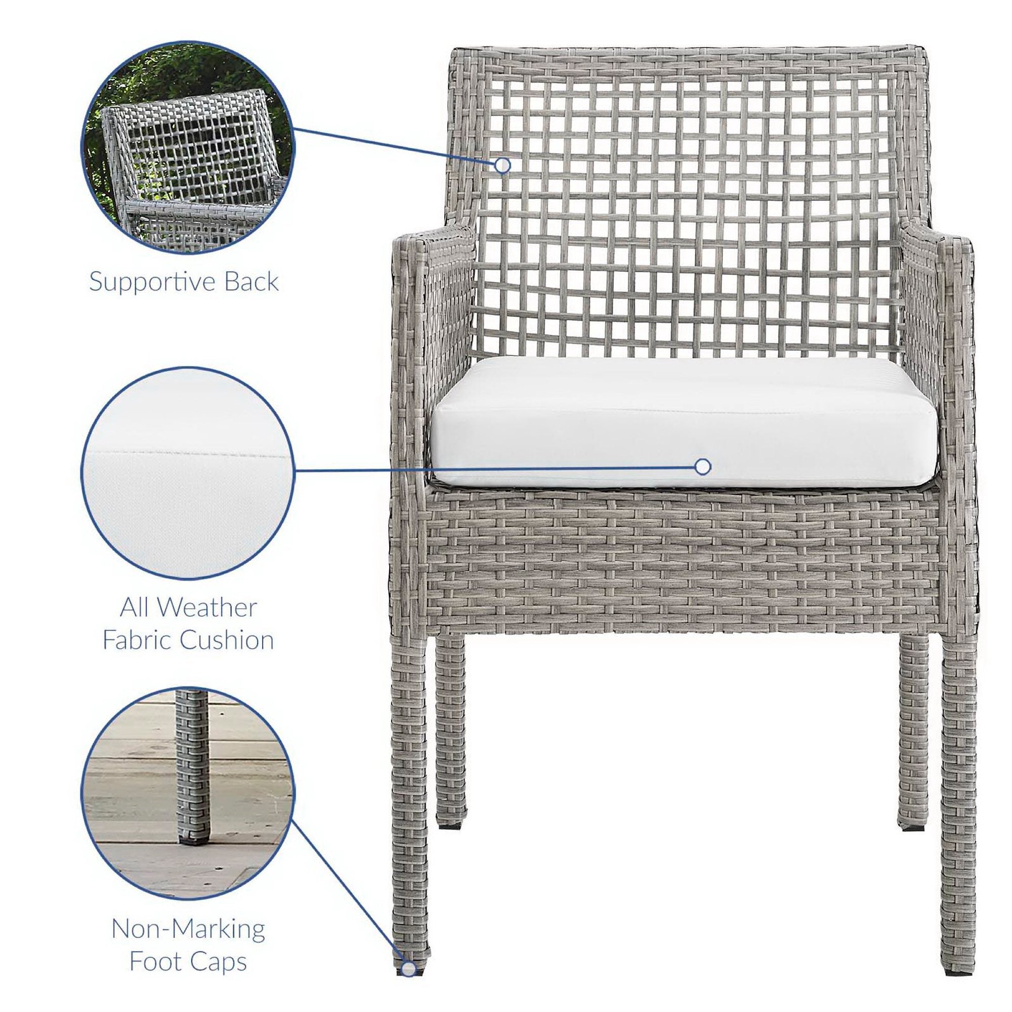 Acres Outdoor Wicker Rattan Dining Armchair