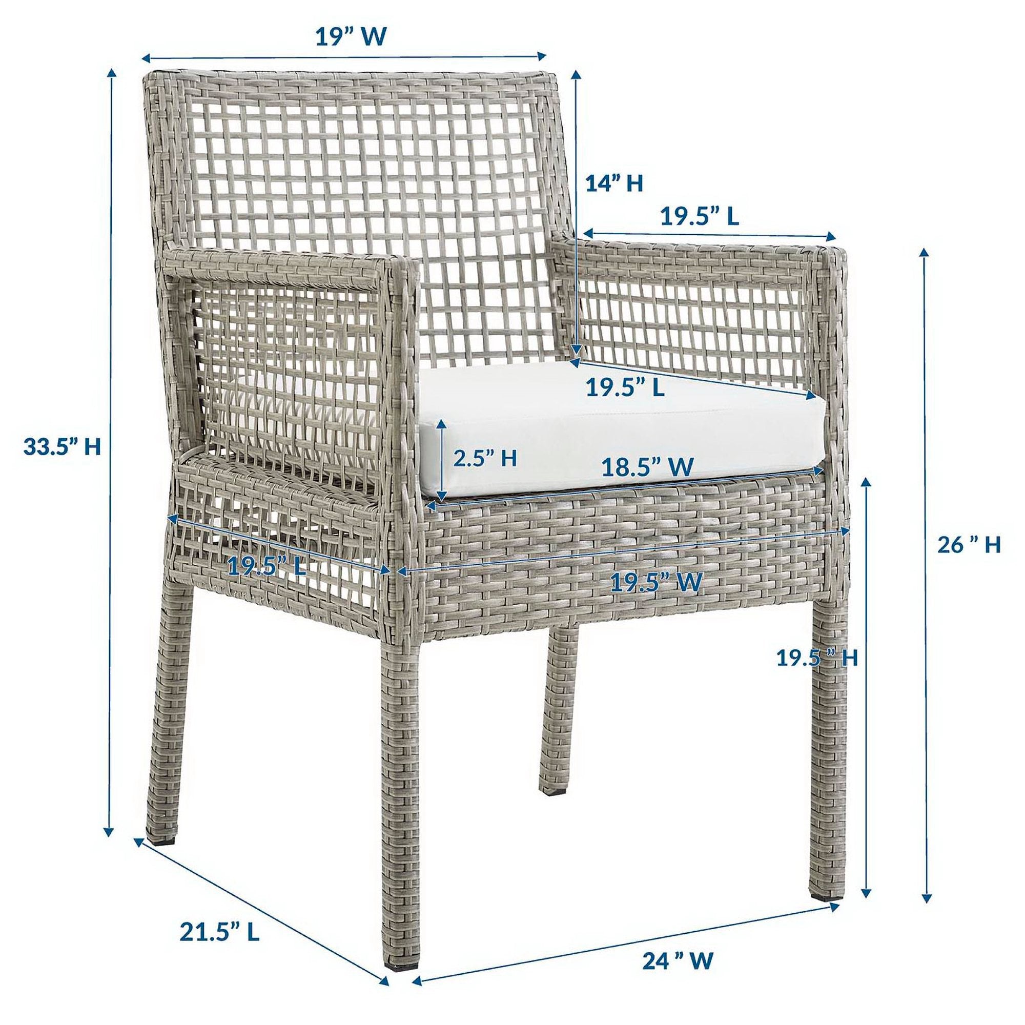 Acres Outdoor Wicker Rattan Dining Armchair
