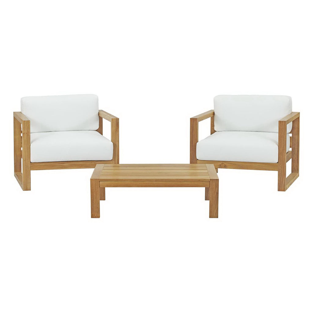 Euland 3 Piece Outdoor Teak Set 2 Chairs and Coffee Table