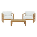 Euland 3 Piece Outdoor Teak Set 2 Chairs and Coffee Table