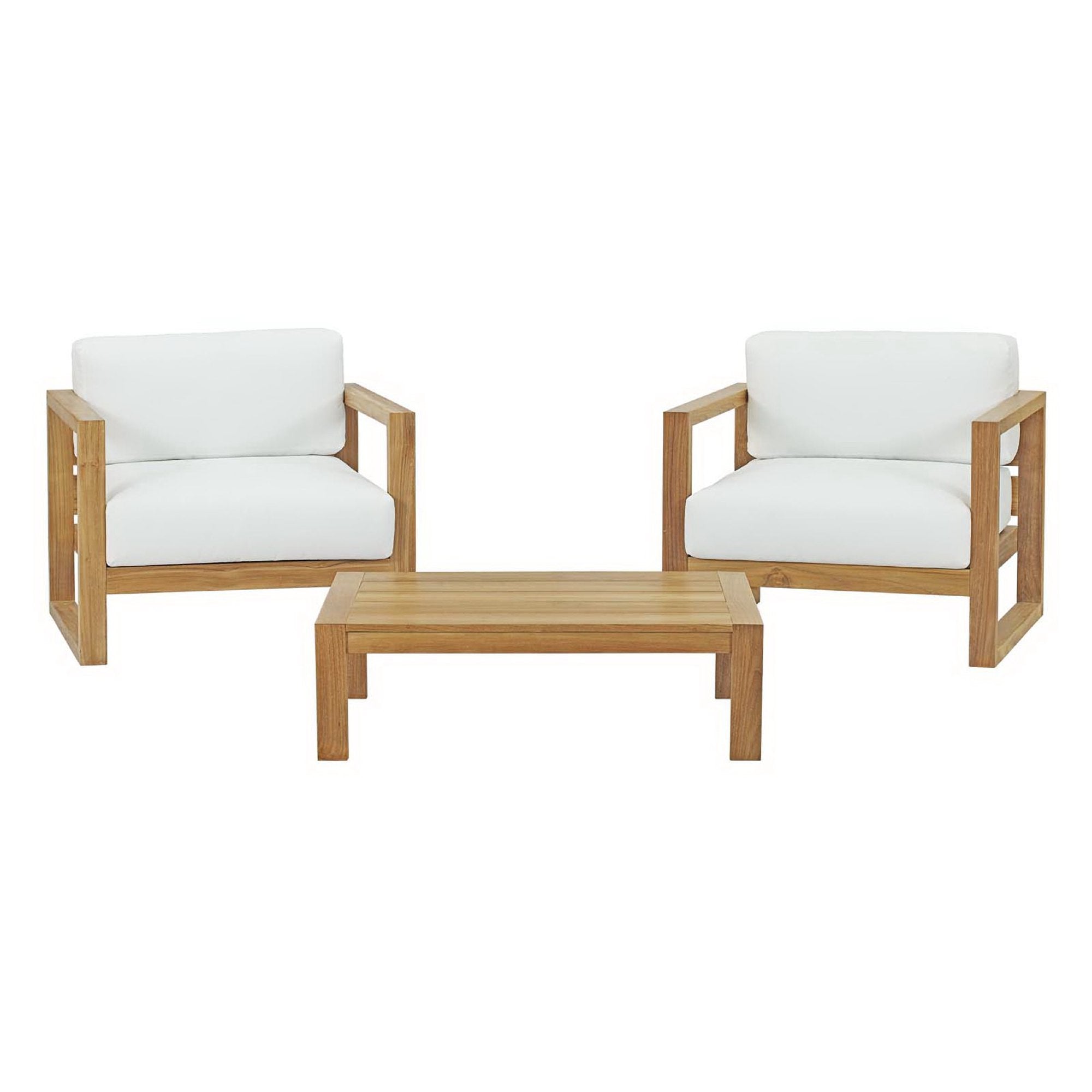 Euland 3 Piece Outdoor Teak Set 2 Chairs and Coffee Table