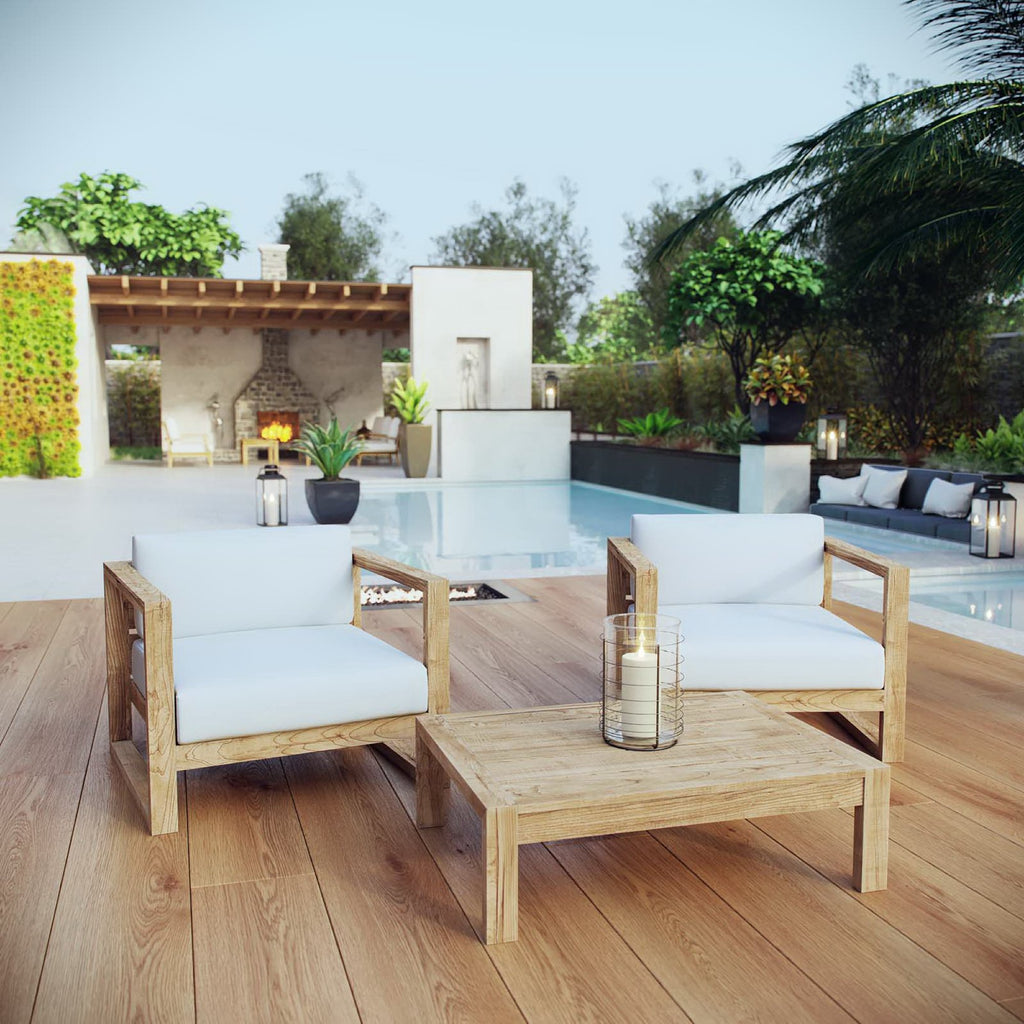 Euland 3 Piece Outdoor Teak Set 2 Chairs and Coffee Table
