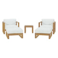 Euland 5 Piece Outdoor Teak Set 2 Chairs, 2 Ottomans and Side Table