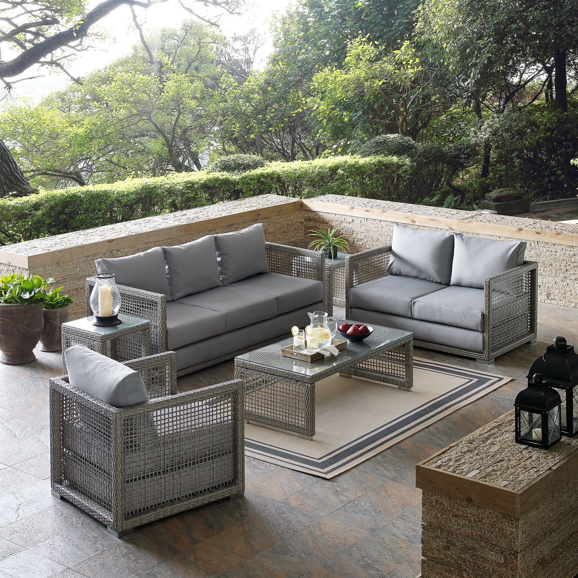 Acres 6 Piece Outdoor Wicker Rattan Set