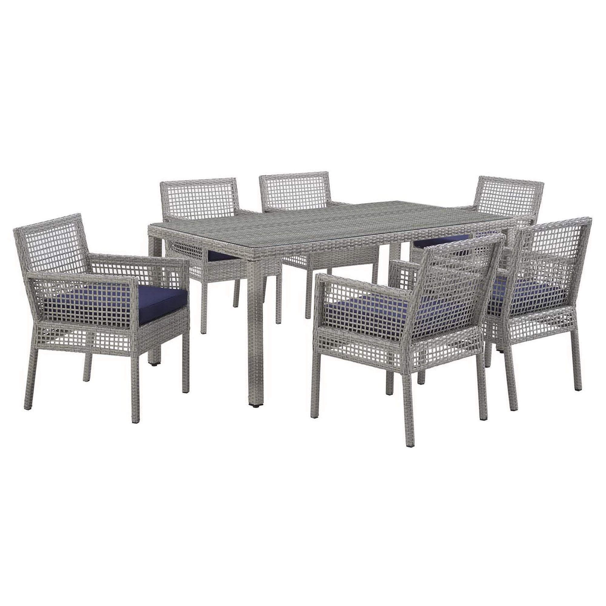 Acres 7 Piece Outdoor Wicker Rattan Dining Set