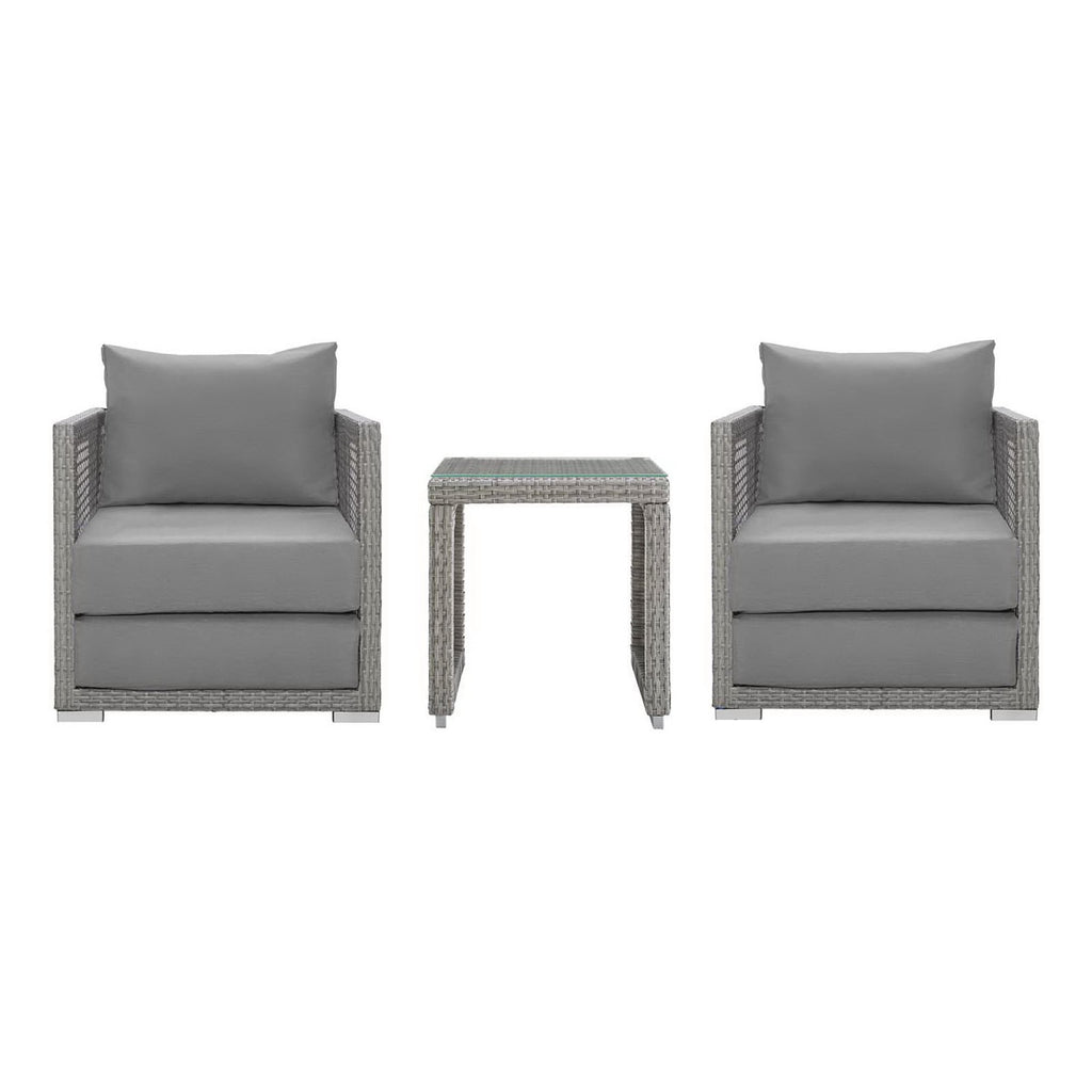 Acres 3 Piece Outdoor Wicker Rattan Set 2 Chairs and Side Table