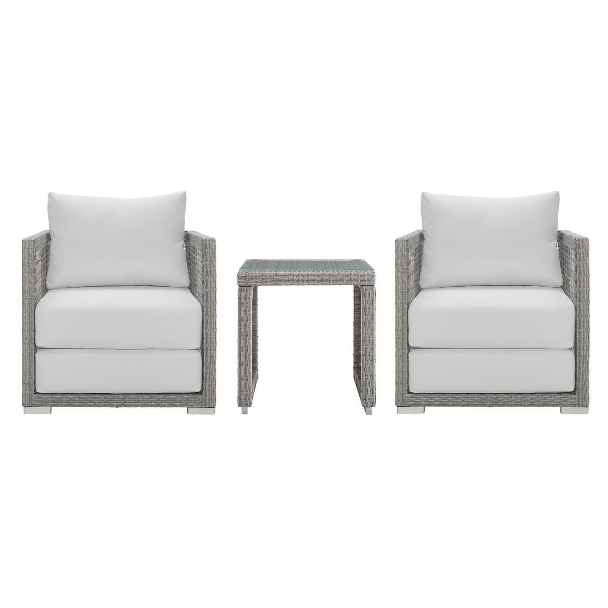 Acres 3 Piece Outdoor Wicker Rattan Set 2 Chairs and Side Table