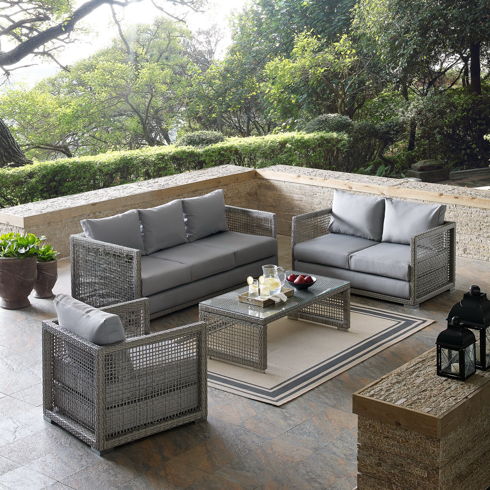 Acres 4 Piece Outdoor Wicker Rattan Set