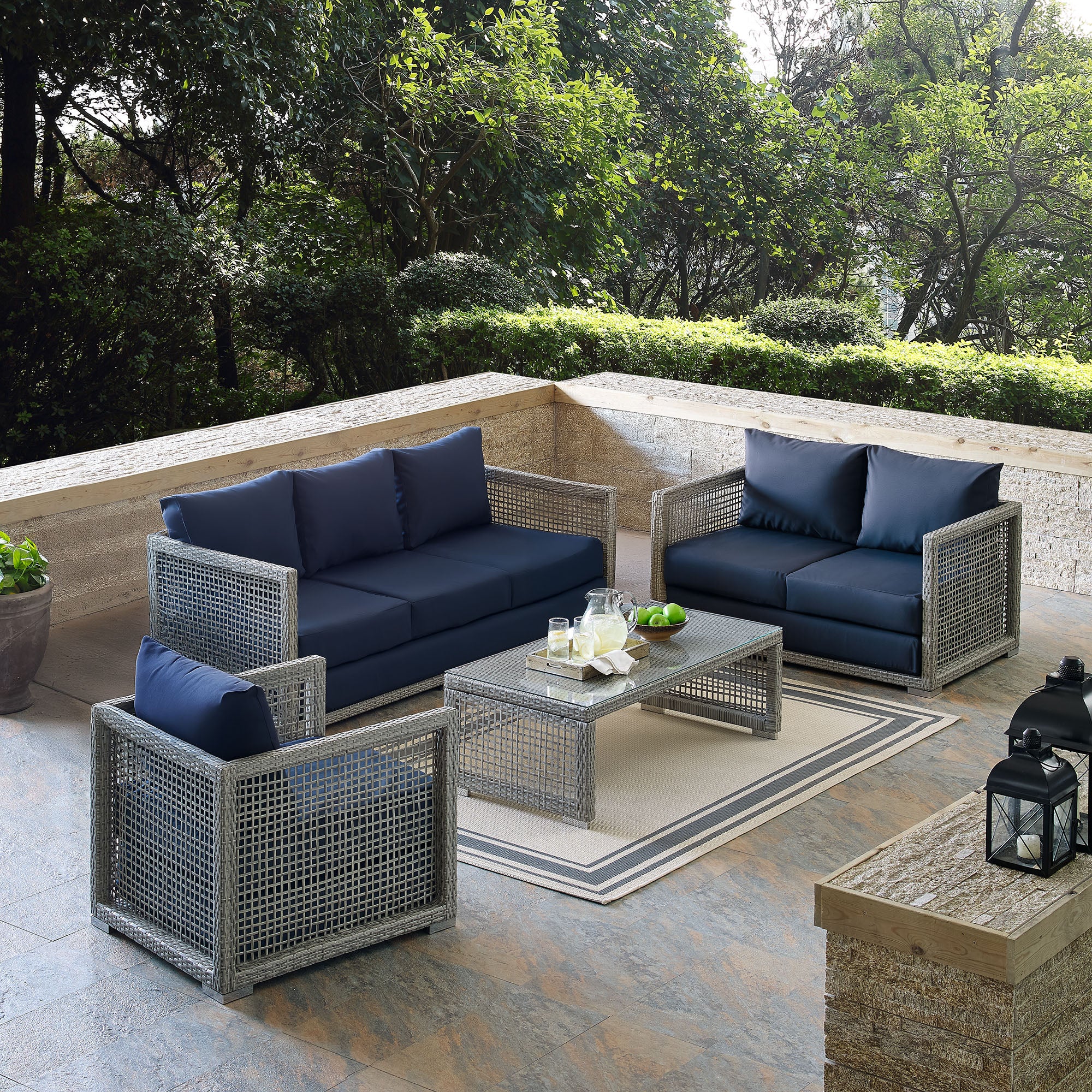 Acres 4 Piece Outdoor Wicker Rattan Set