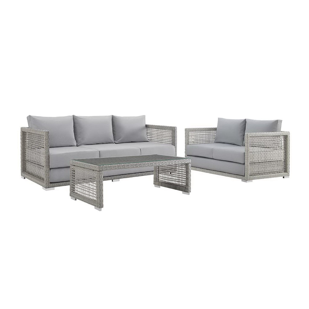 Acres 3 Piece Wicker Rattan Set - Sofa, Loveseat