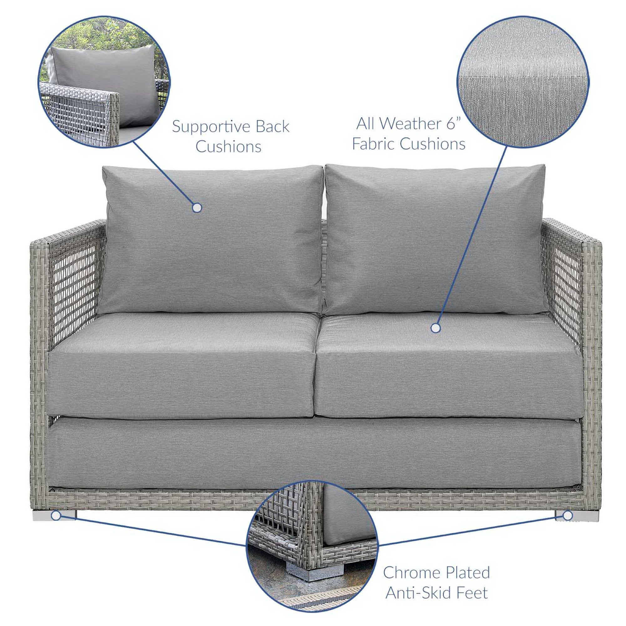Acres 3 Piece Wicker Rattan Set - Sofa, Loveseat