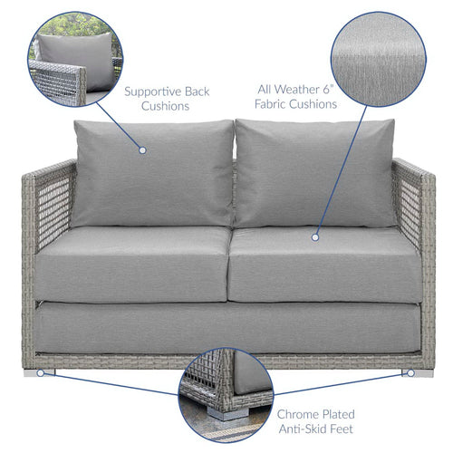 Acres 3 Piece Wicker Rattan Set - Sofa, Loveseat