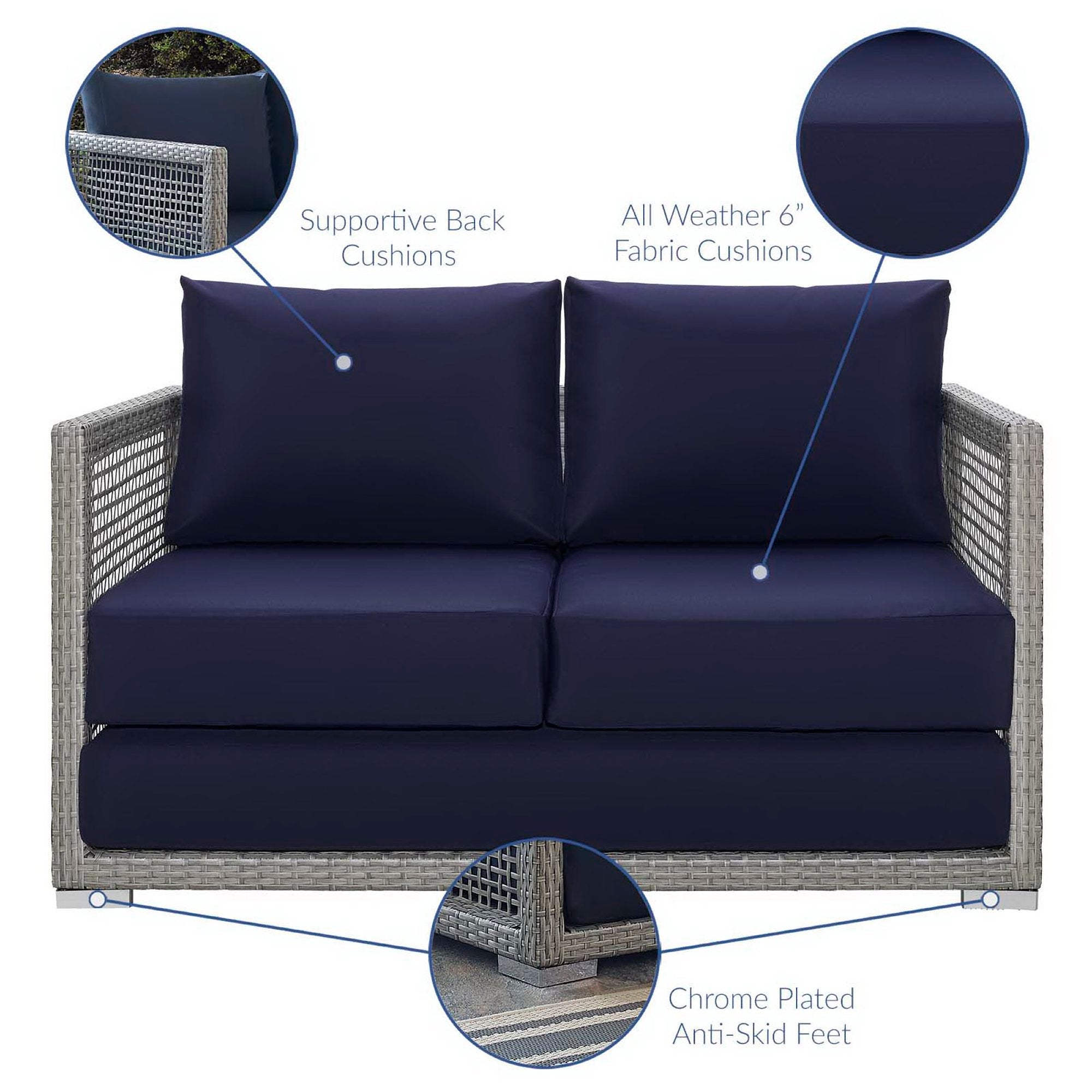 Acres 3 Piece Wicker Rattan Set - Sofa, Loveseat