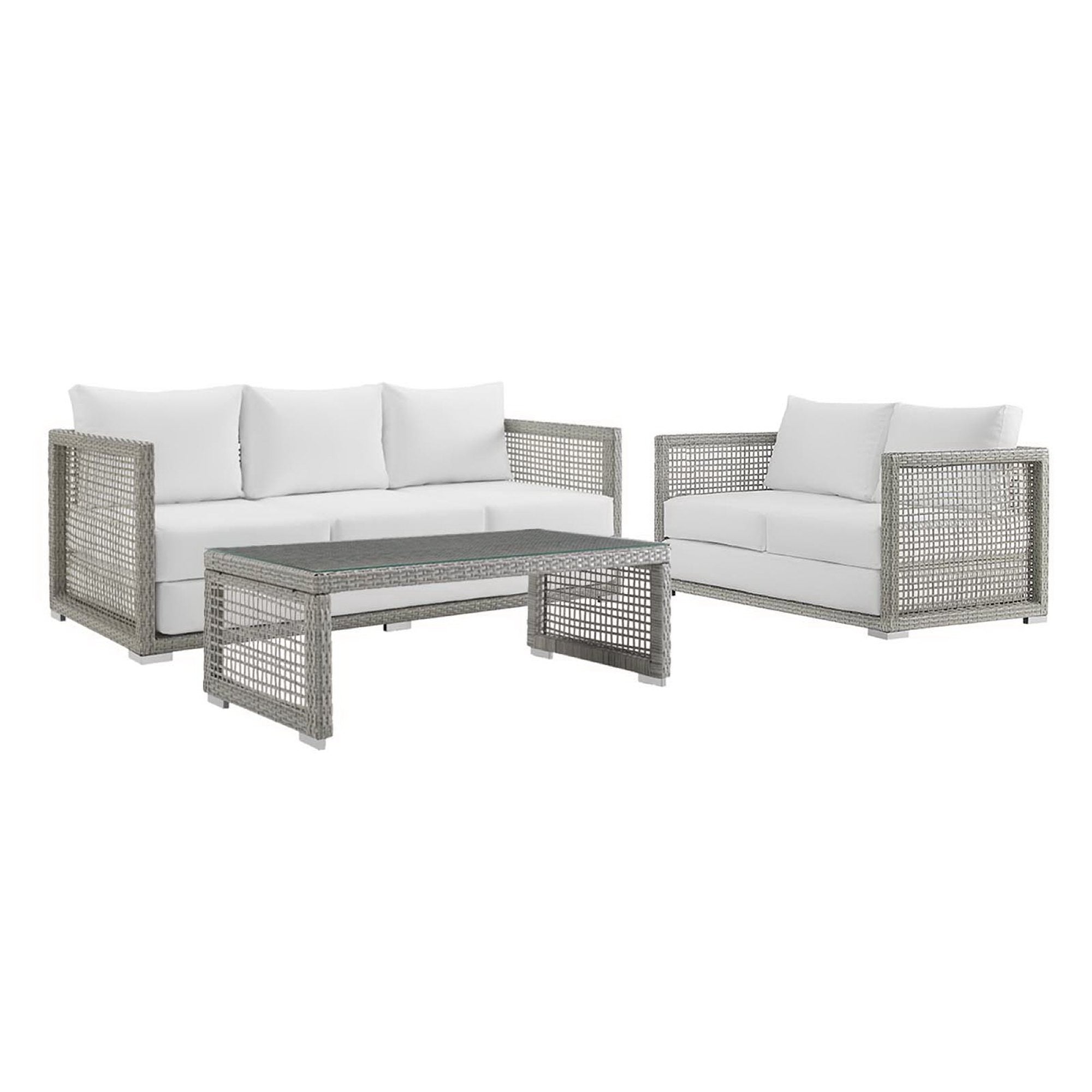Acres 3 Piece Wicker Rattan Set - Sofa, Loveseat