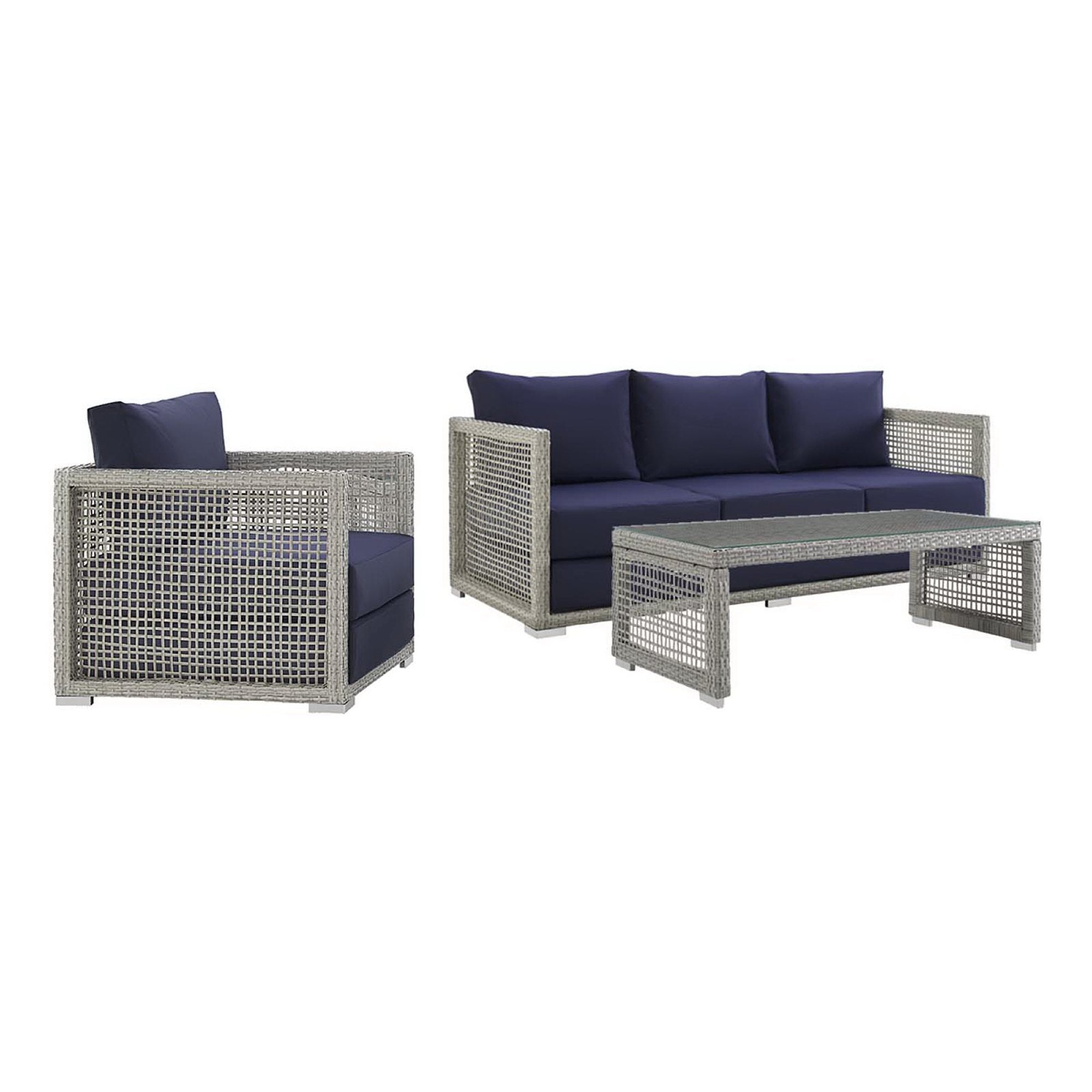 Acres 3 Piece Outdoor Wicker Rattan Set