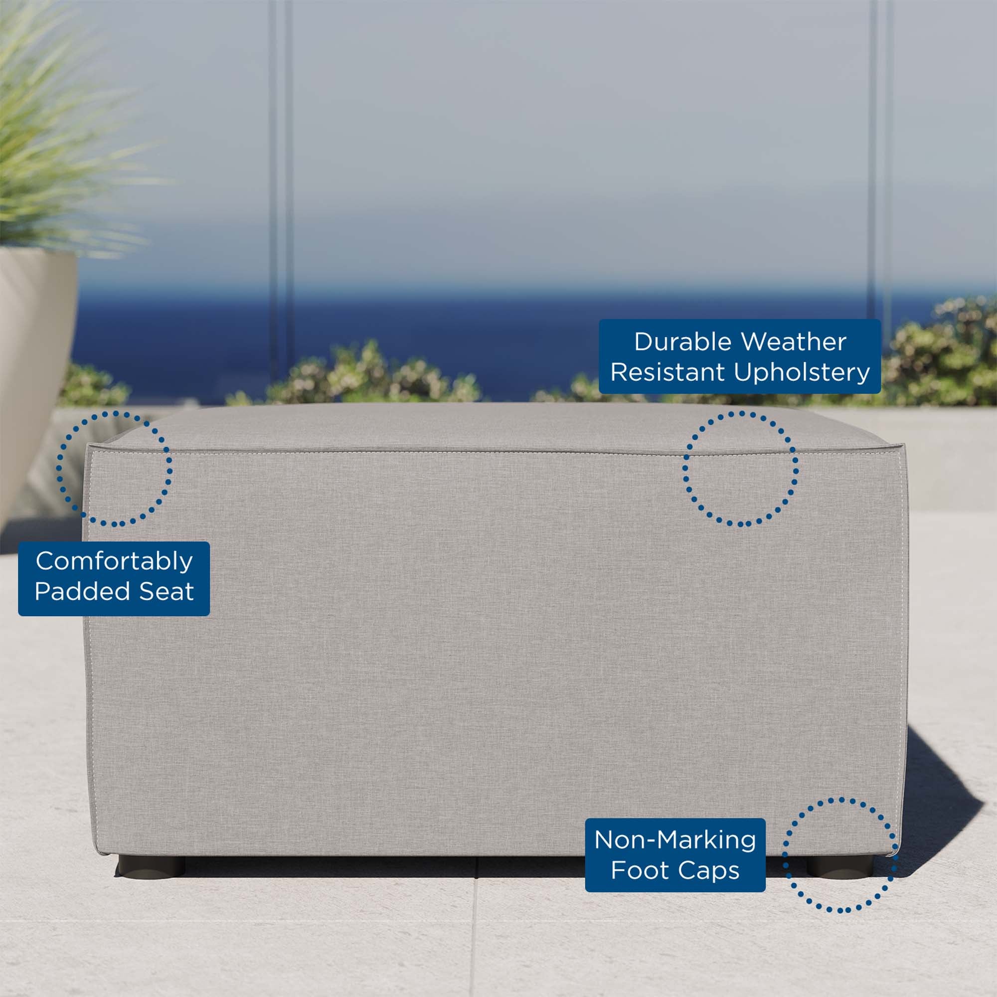 Brooke Outdoor Upholstered Ottoman