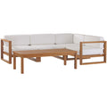 Euland Outdoor Teak Wood 5 Piece Sectional Set