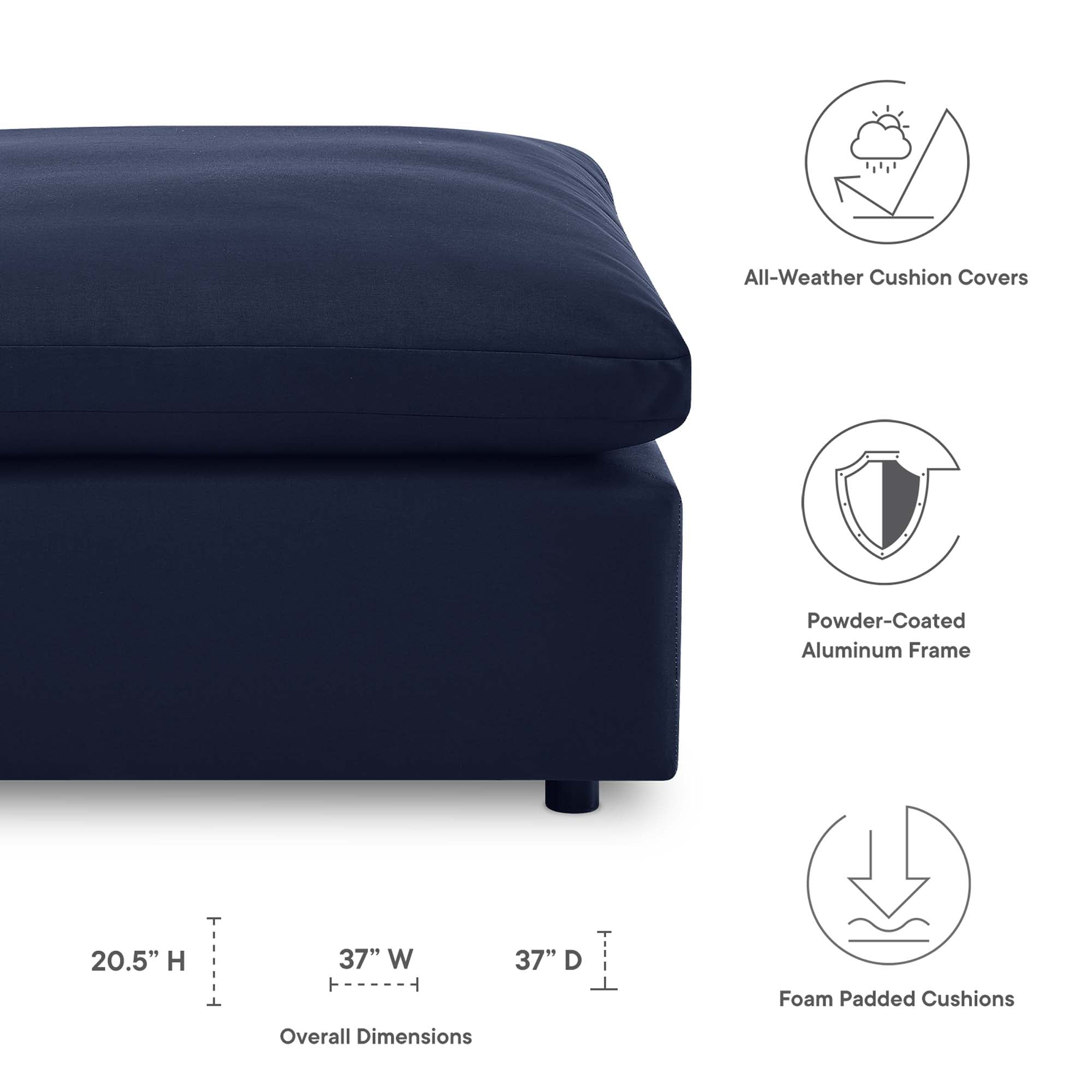 Gordon Overstuffed Outdoor Ottoman