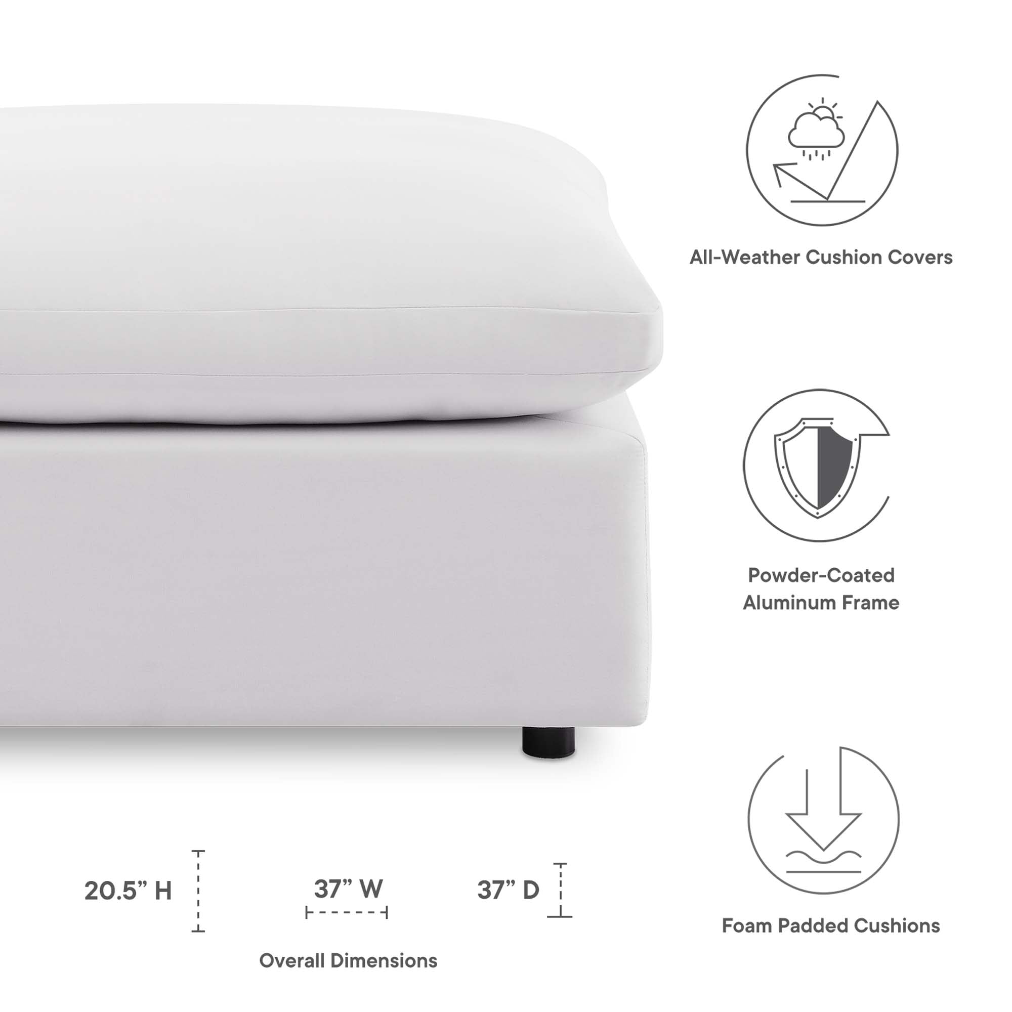 Gordon Overstuffed Outdoor Ottoman