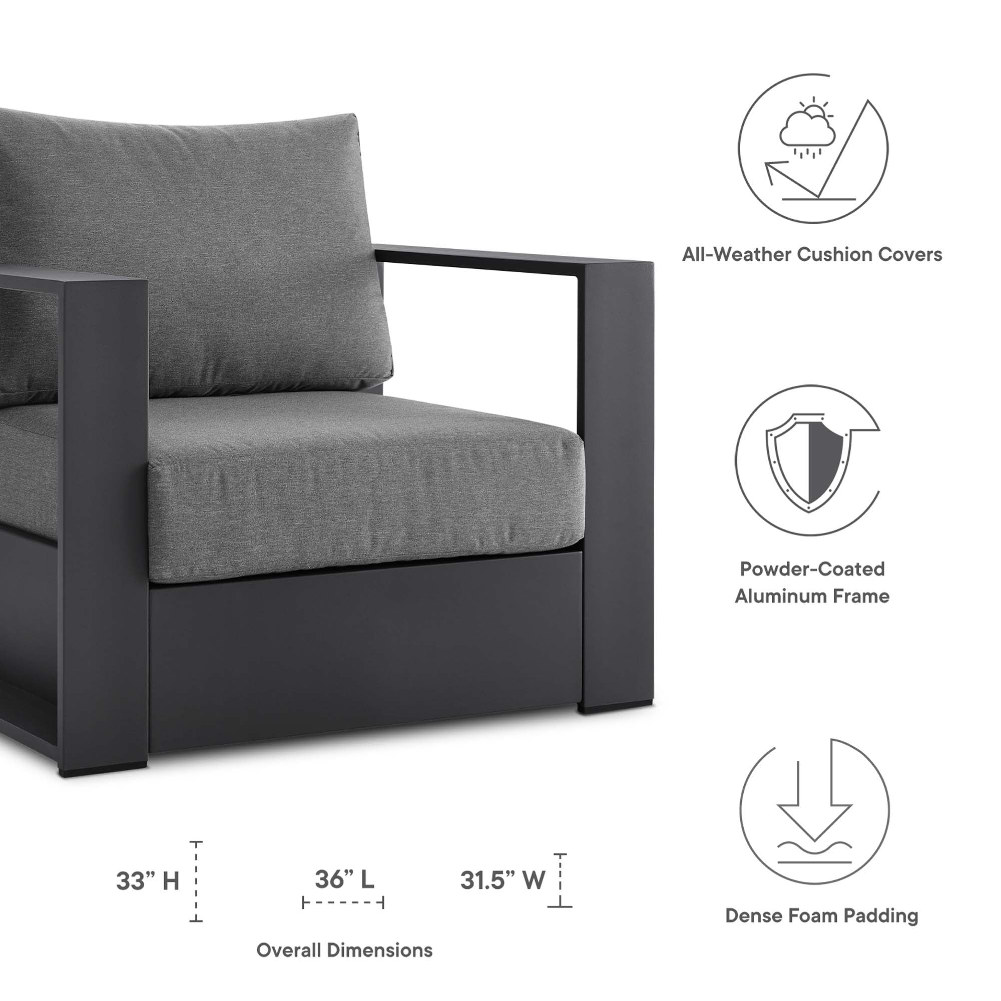 Tulsa Outdoor Powder Coated Aluminum Armchair