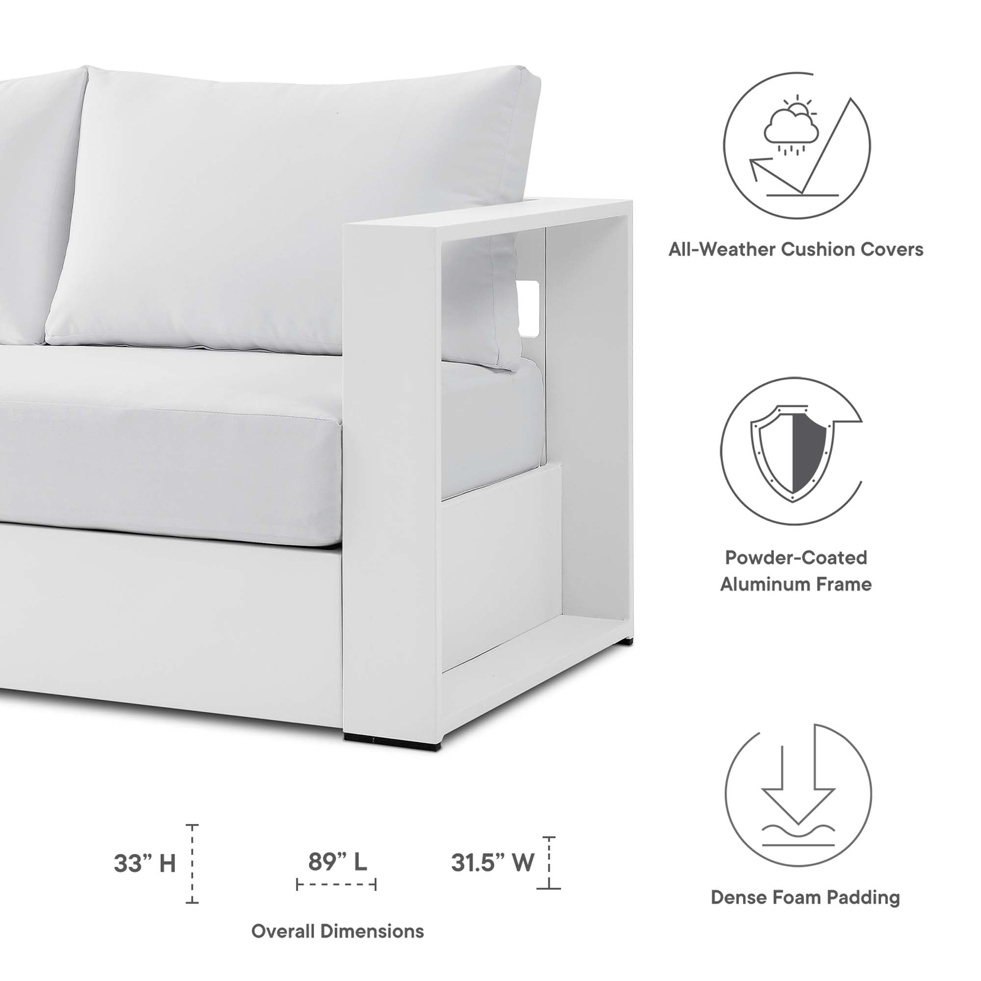 Tulsa Powder Coated Aluminum Sofa