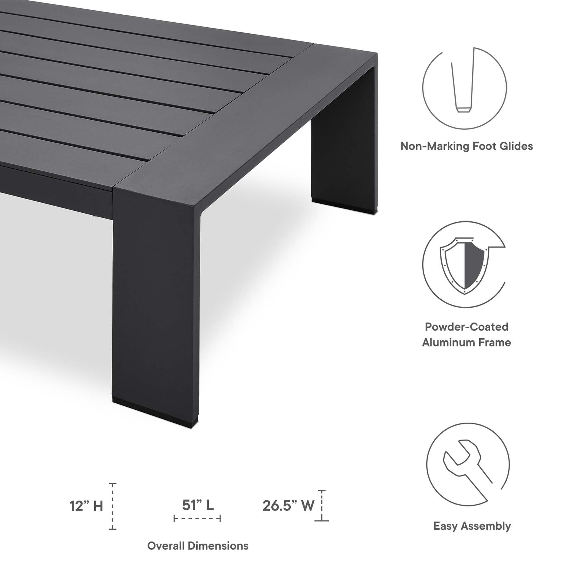 Tulsa Outdoor Powder Coated Aluminum Coffee Table