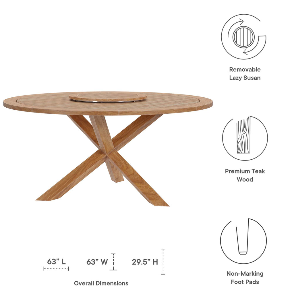 Wells 63 Inch Outdoor Teak Round Dining Table