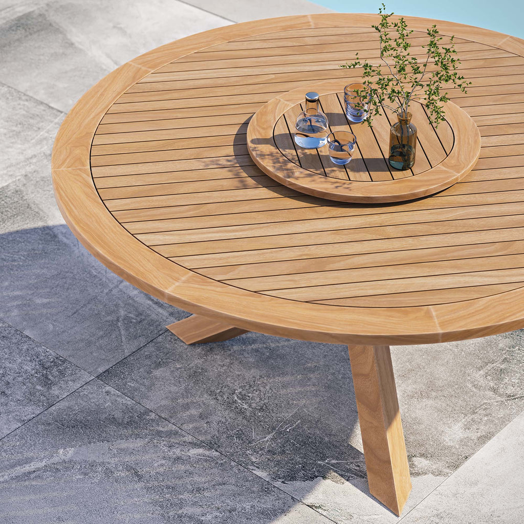 Wells 63 Inch Outdoor Teak Round Dining Table