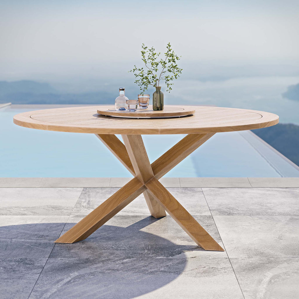 Wells 63 Inch Outdoor Teak Round Dining Table