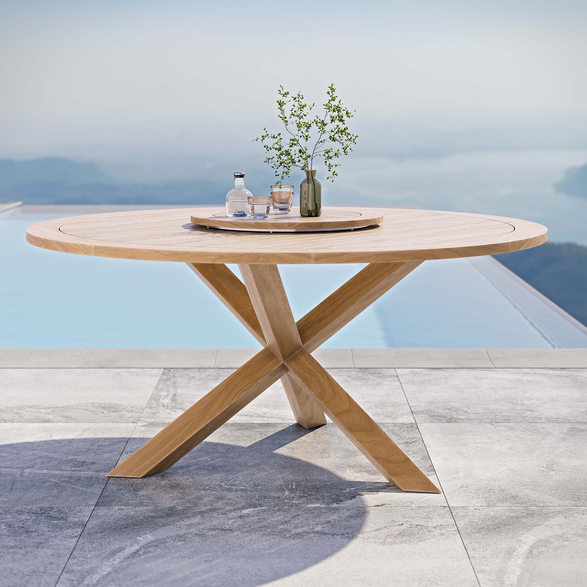 Wells 63 Inch Outdoor Teak Round Dining Table
