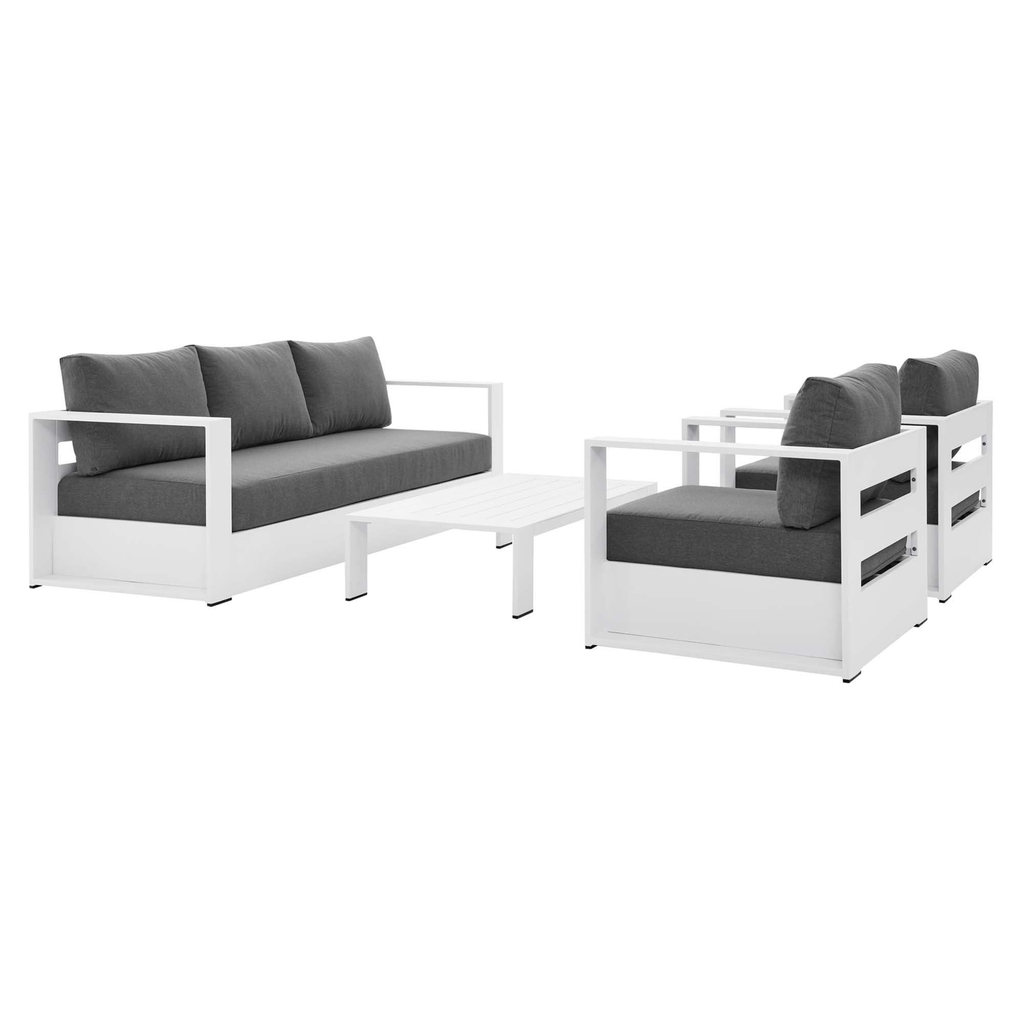 Tulsa 4 Piece Outdoor Powder Coated Aluminum Set