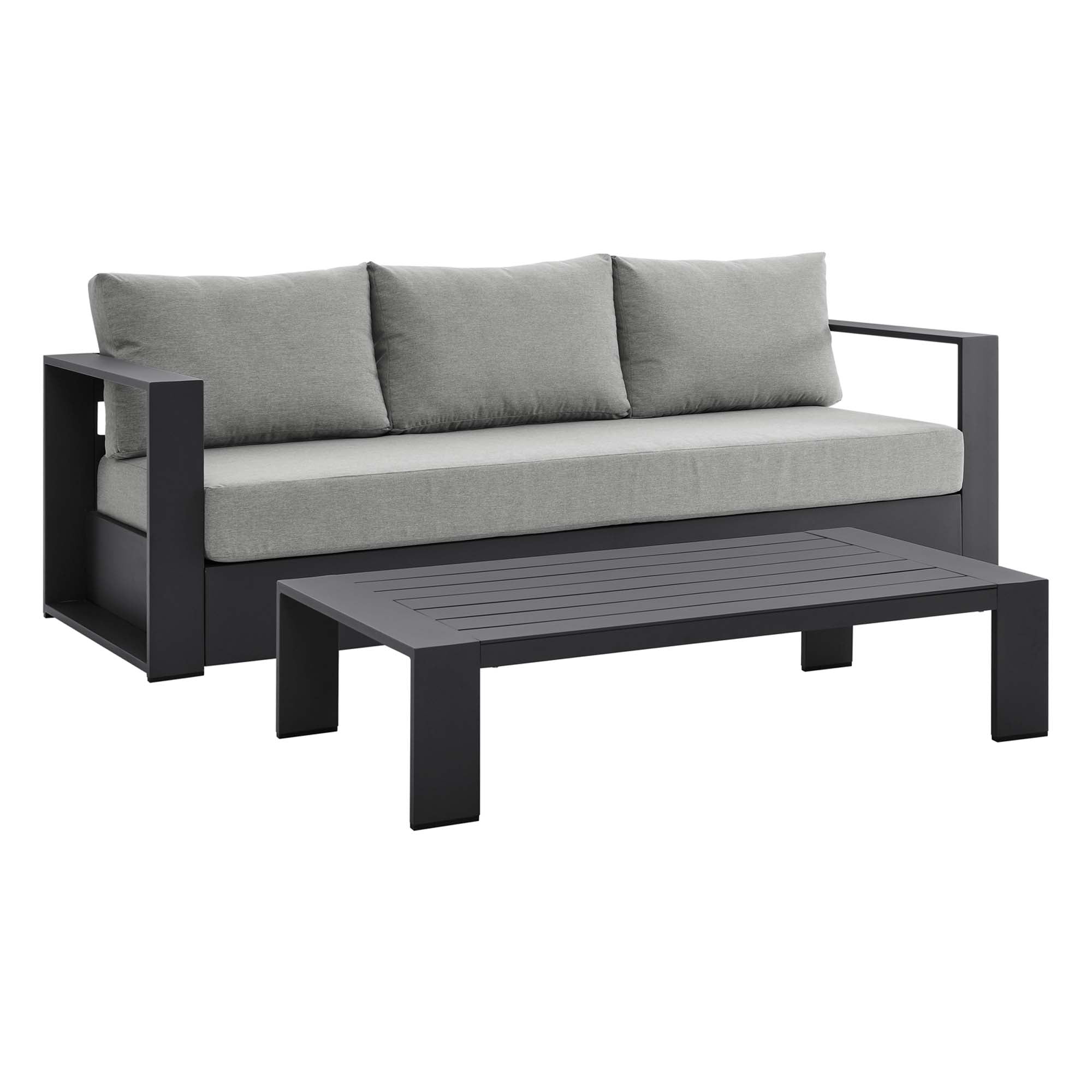 Tulsa 2 Piece Outdoor Powder Coated Aluminum Sofa and Coffee Table Set
