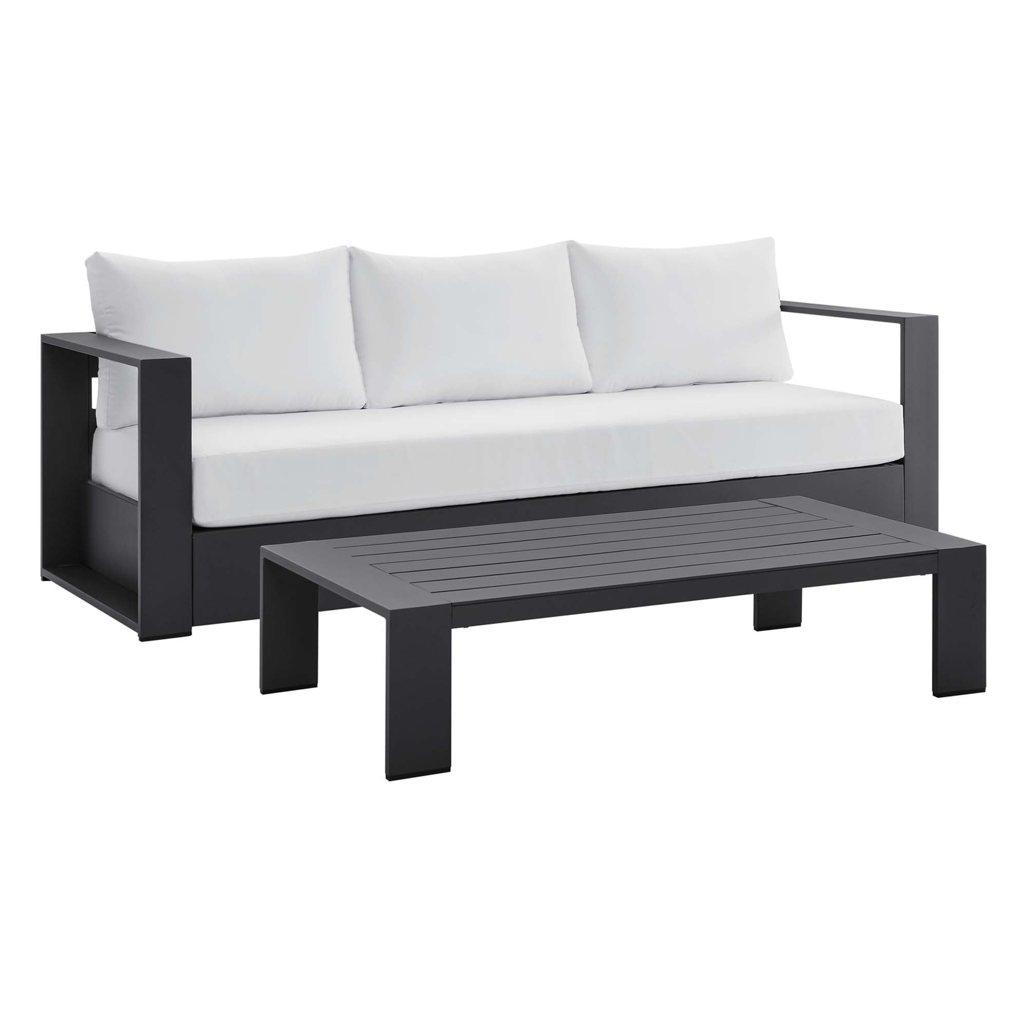 Tulsa 2 Piece Outdoor Powder Coated Aluminum Sofa and Coffee Table Set