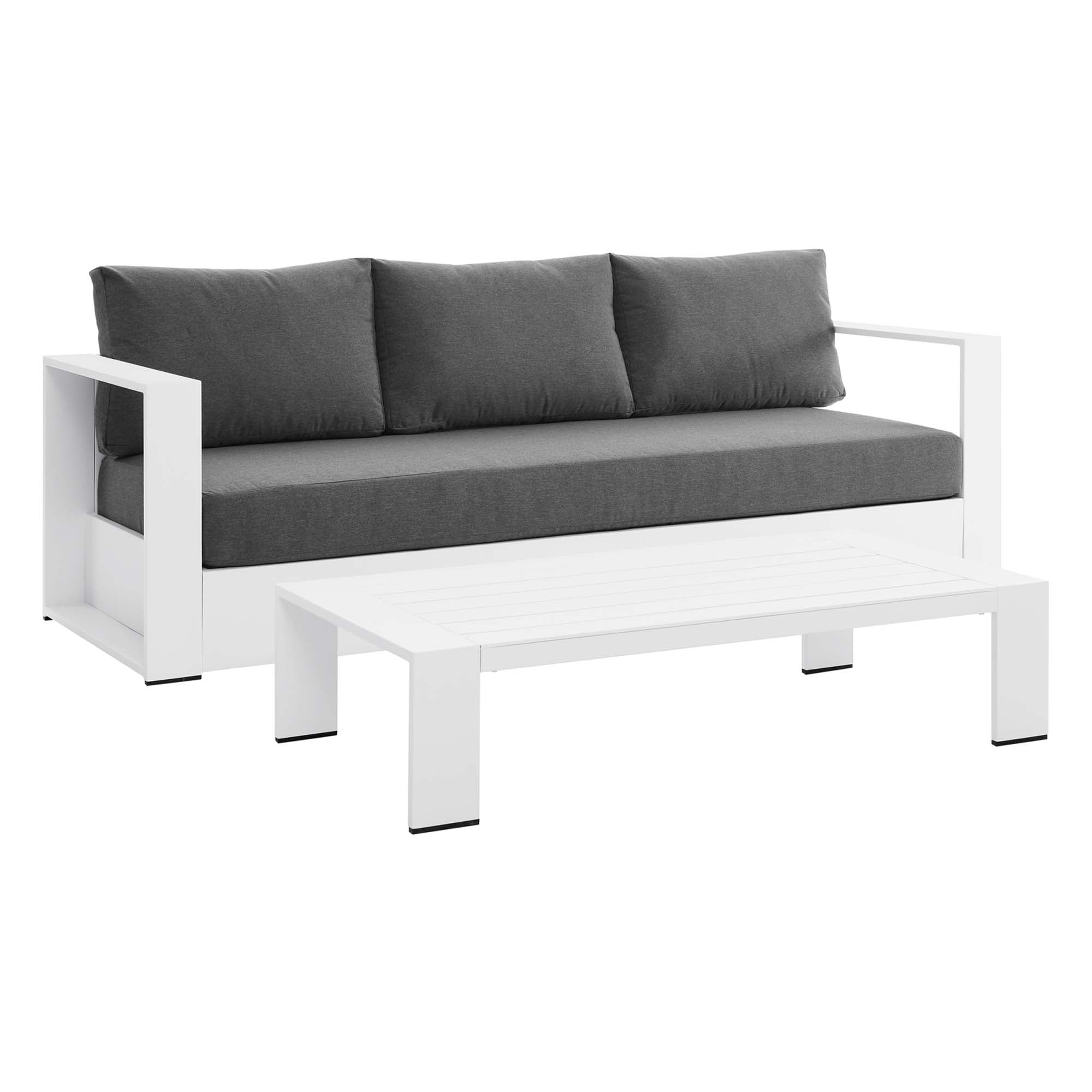 Tulsa 2 Piece Outdoor Powder Coated Aluminum Sofa and Coffee Table Set