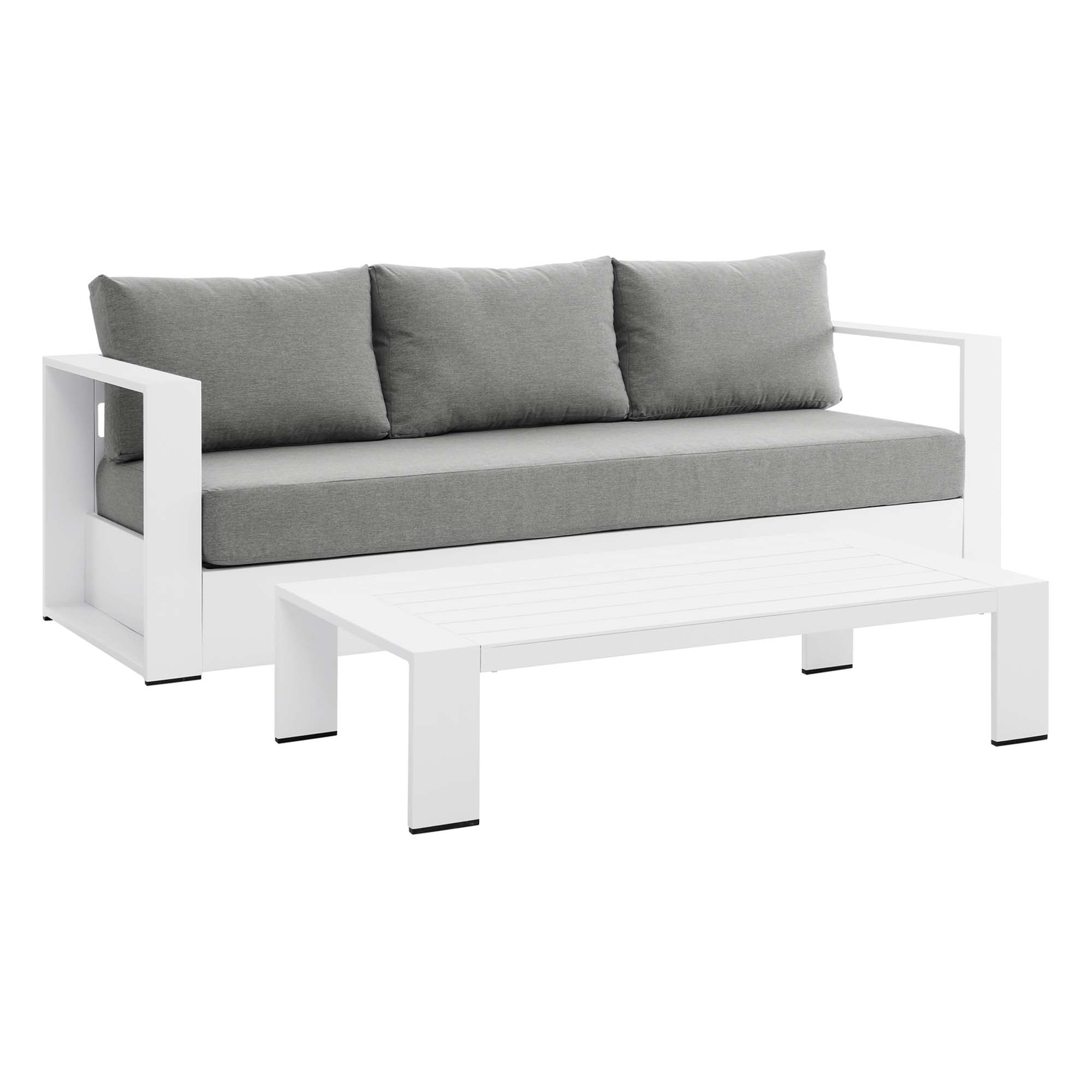 Tulsa 2 Piece Outdoor Powder Coated Aluminum Sofa and Coffee Table Set